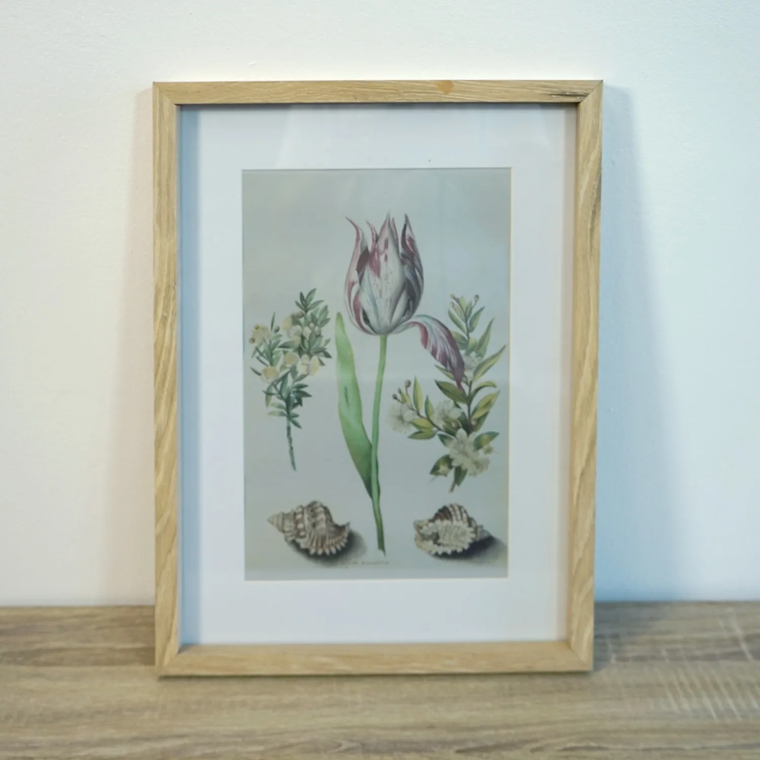 Small Light wood Frame with royalty free artwork, glass cover