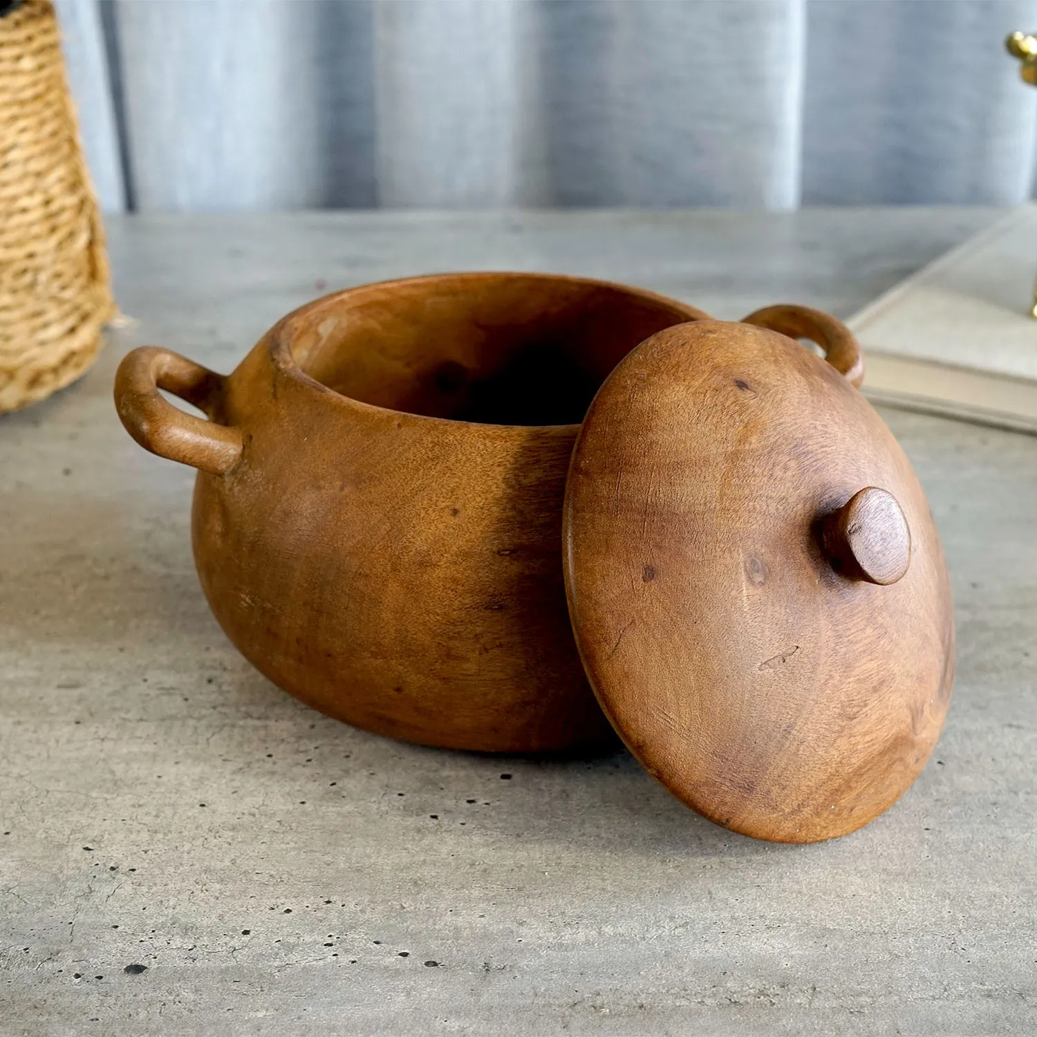 Small Wooden Bowl with Lid