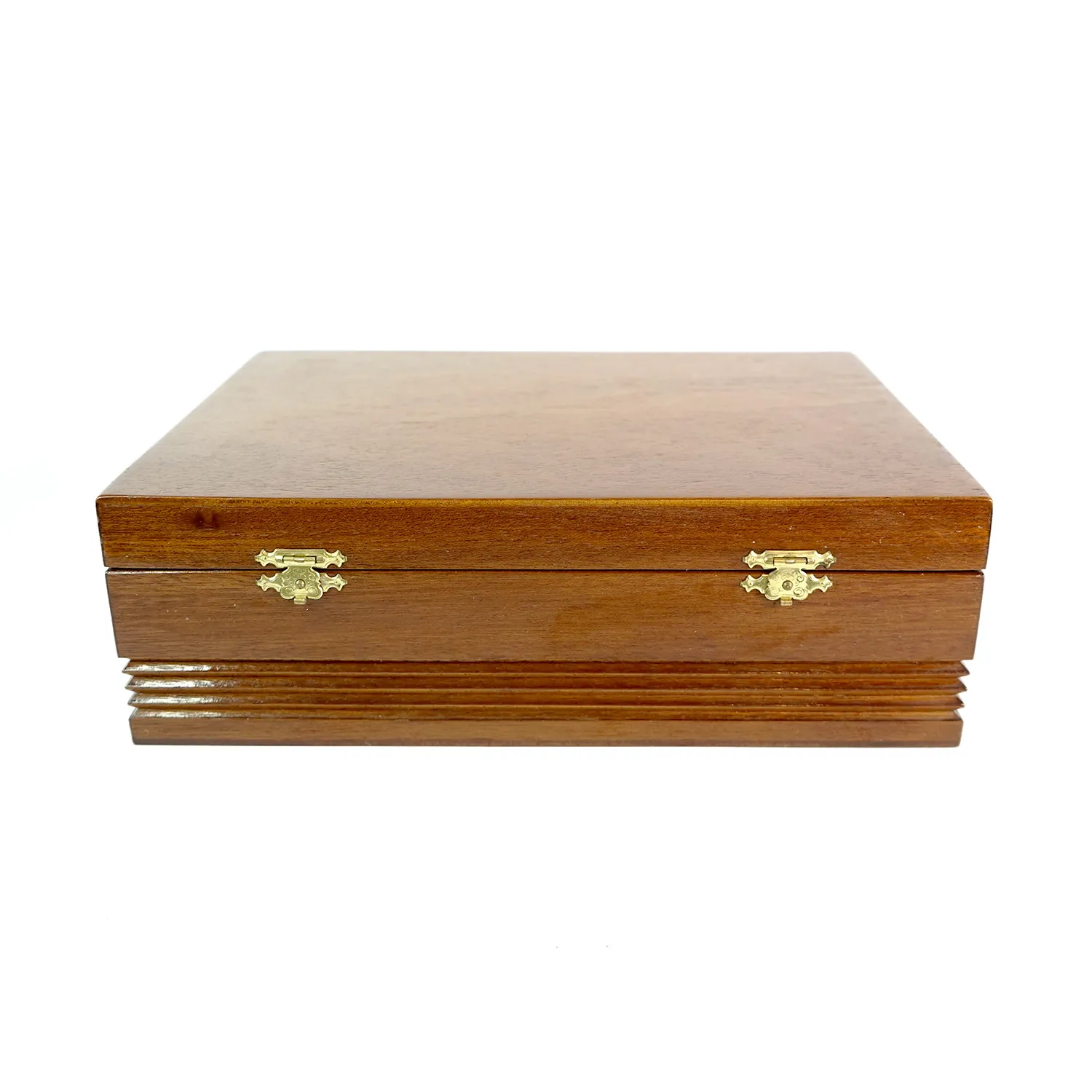 Rectangular Wooden Jewellery Box with Red Interior
