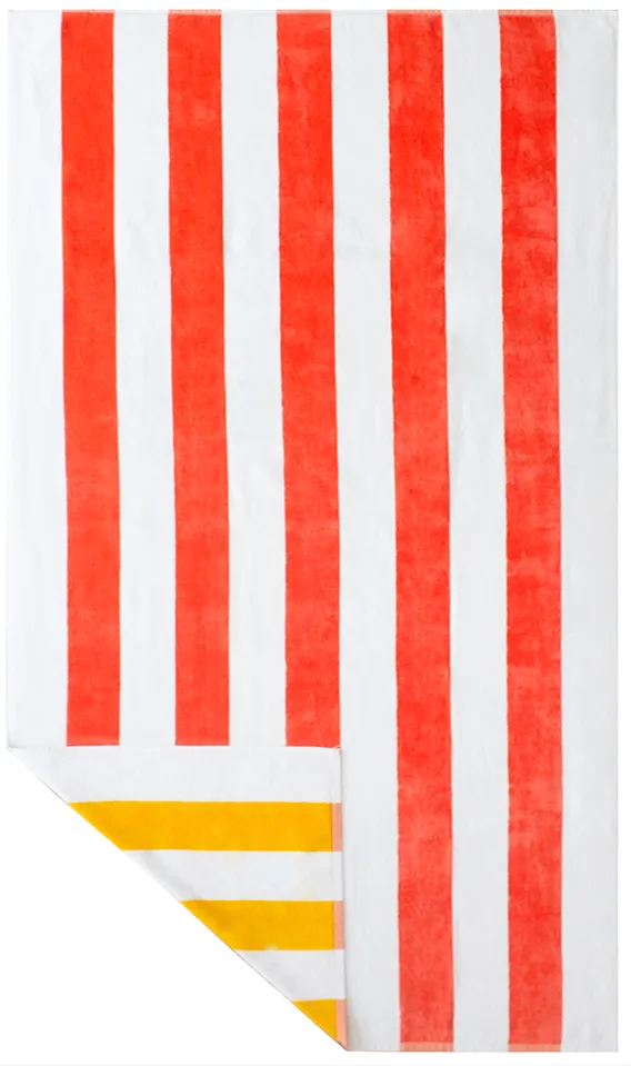 Large Yellow and Orange Striped Beach Towel