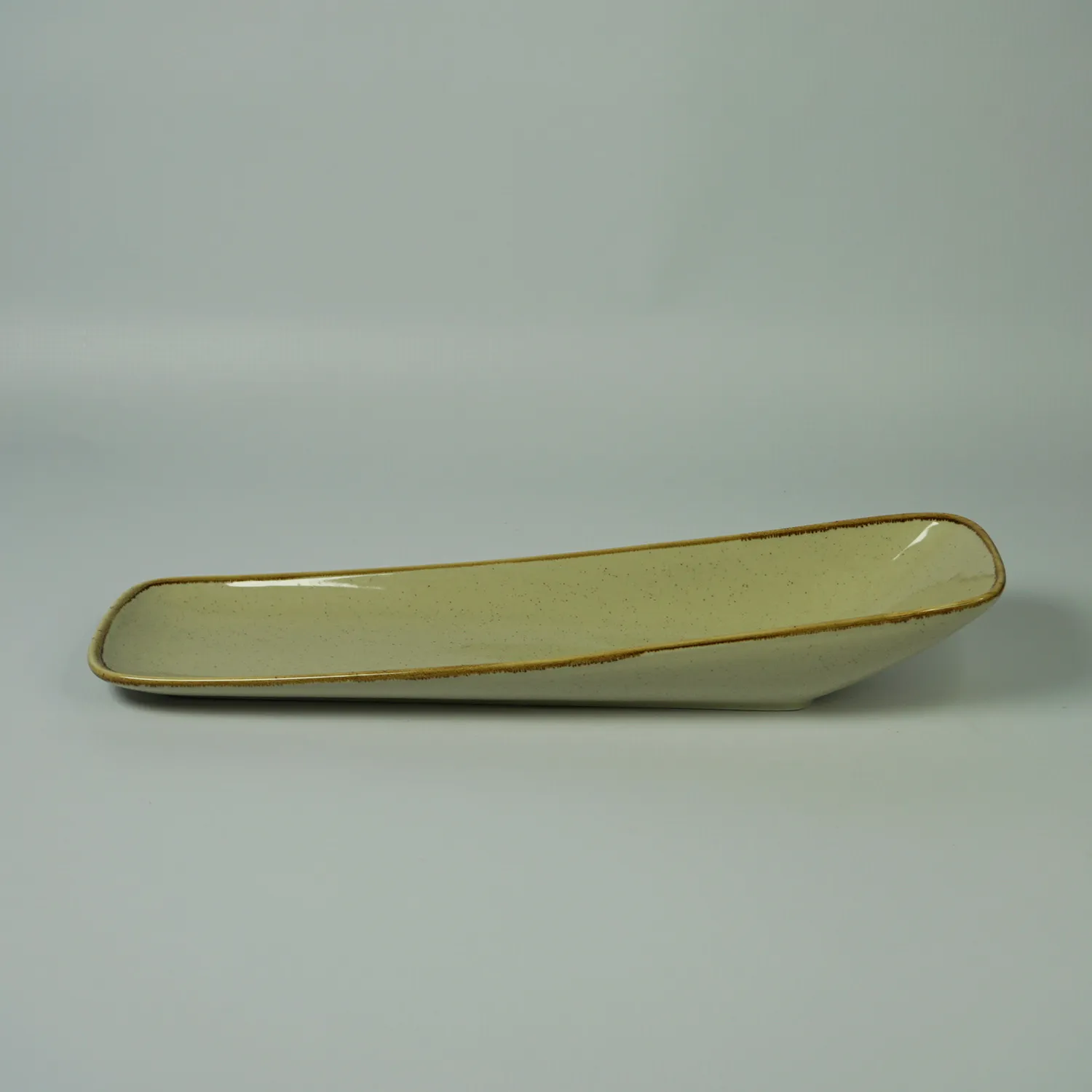 Narrow Beige Angular Ceramic Platter