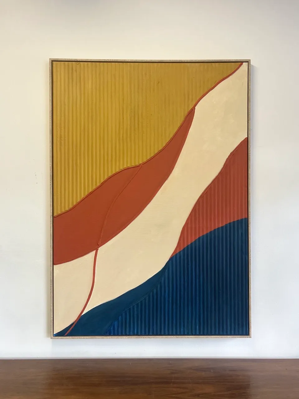 Large Abstract Artwork - Mustard Navy Blue, Burnt Orange