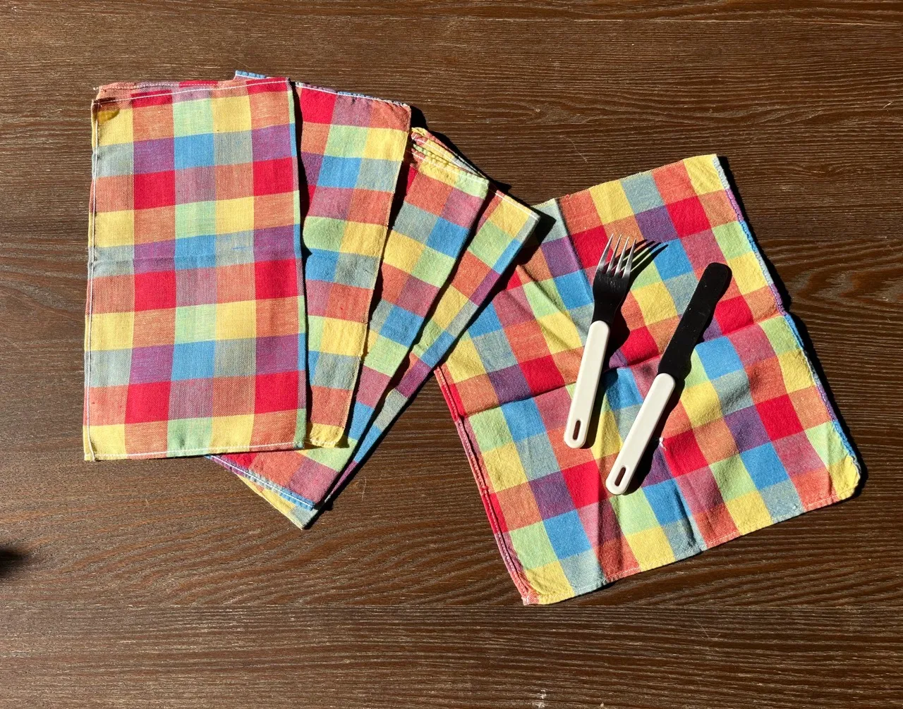Rainbow Check Napkins