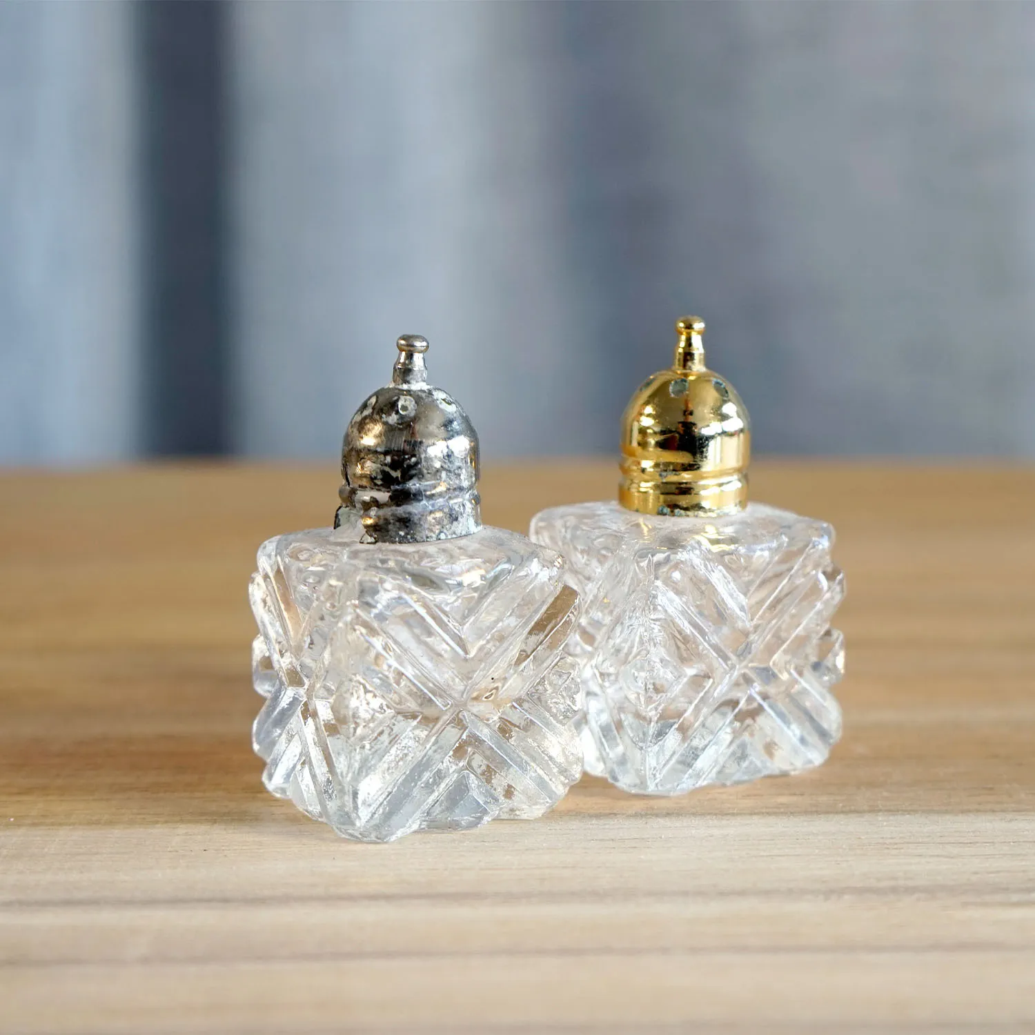 Small Cut Glass Salt & Pepper Shakers