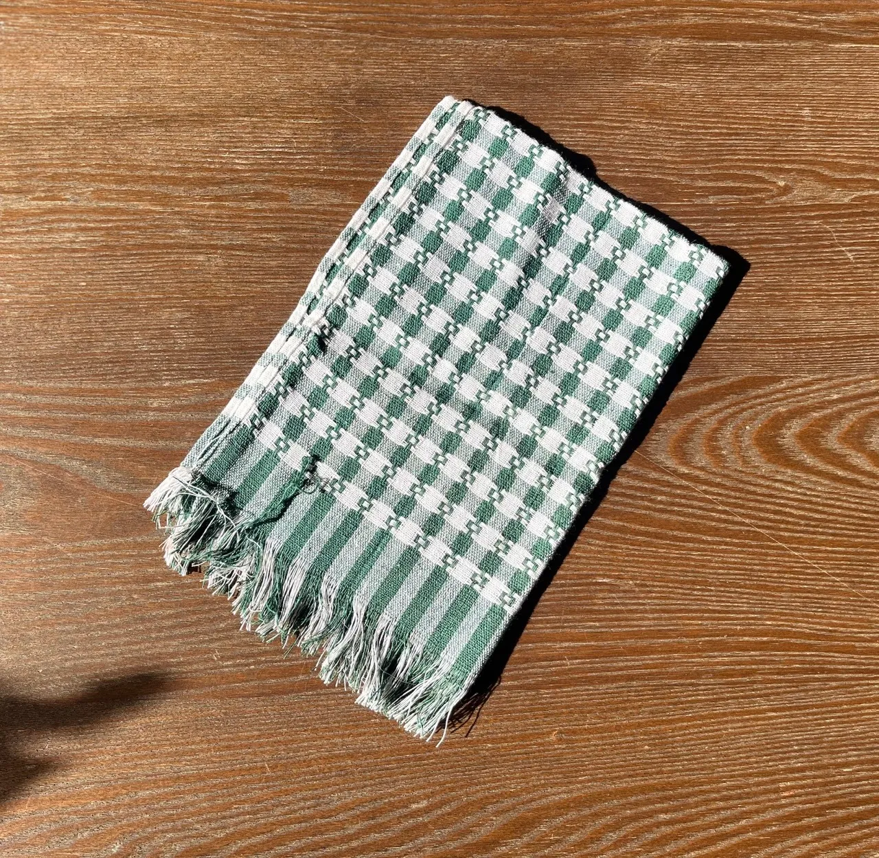 Green and White Strip Dish Cloth
