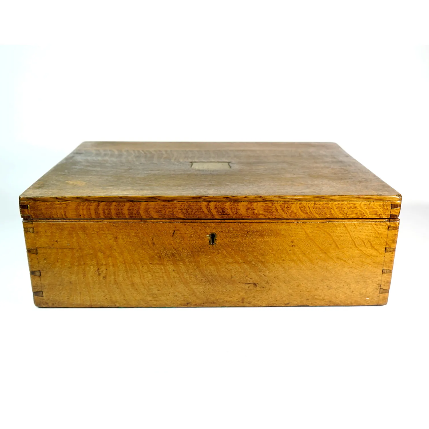 Large Wooden Box with Brass Badge