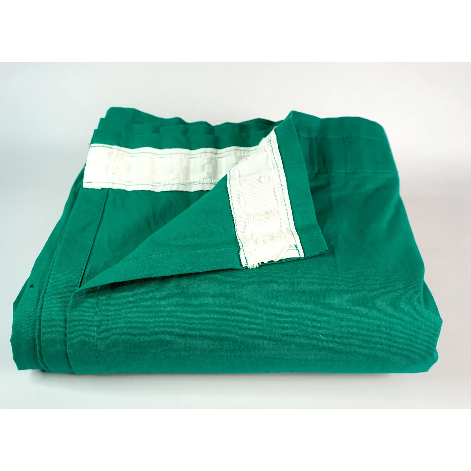 Set of 2 Dark Green Hospital Ward Curtains. 210cm Drop, 480cm Width. 2 String Curtain Tape.  