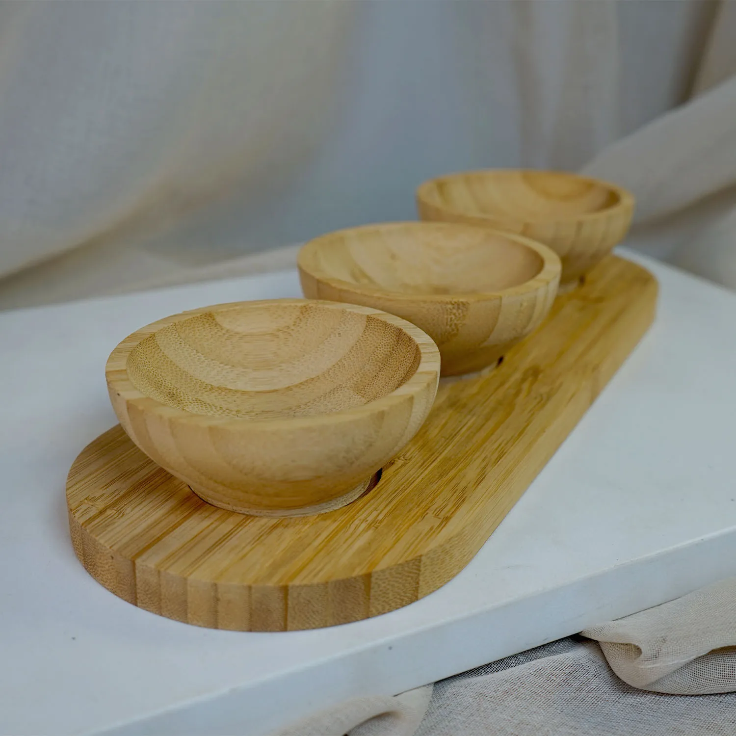 Bamboo Bowls on Tray
