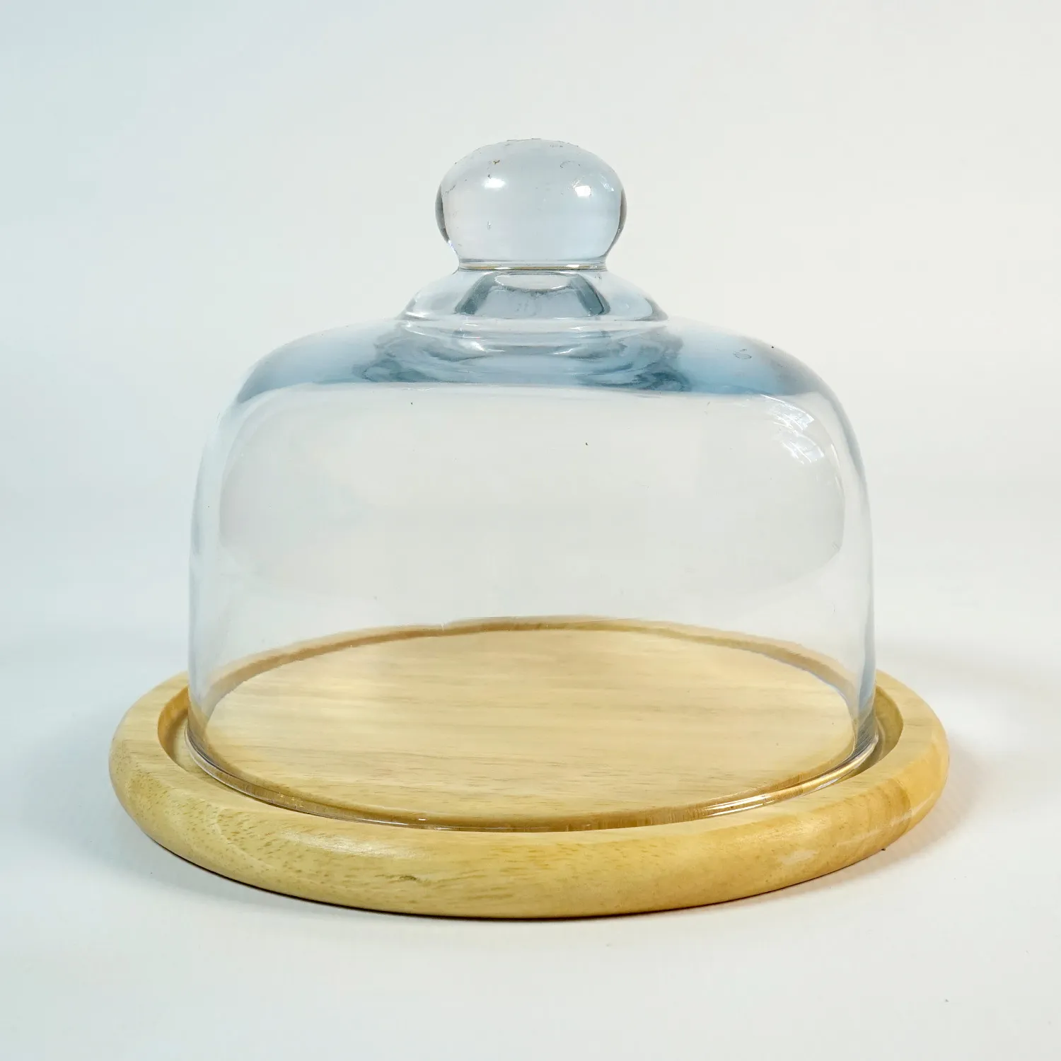 Medium Wood and Glass Cake Stand