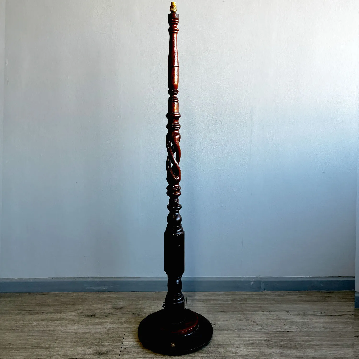 Vintage Barley Twist Wooden Standing Lamp