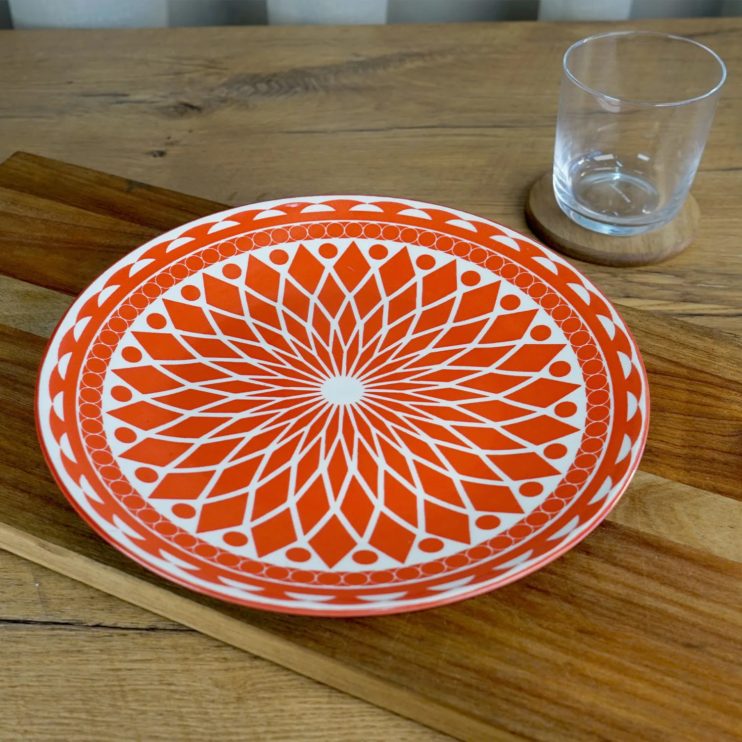 Red and White Dinner Plate