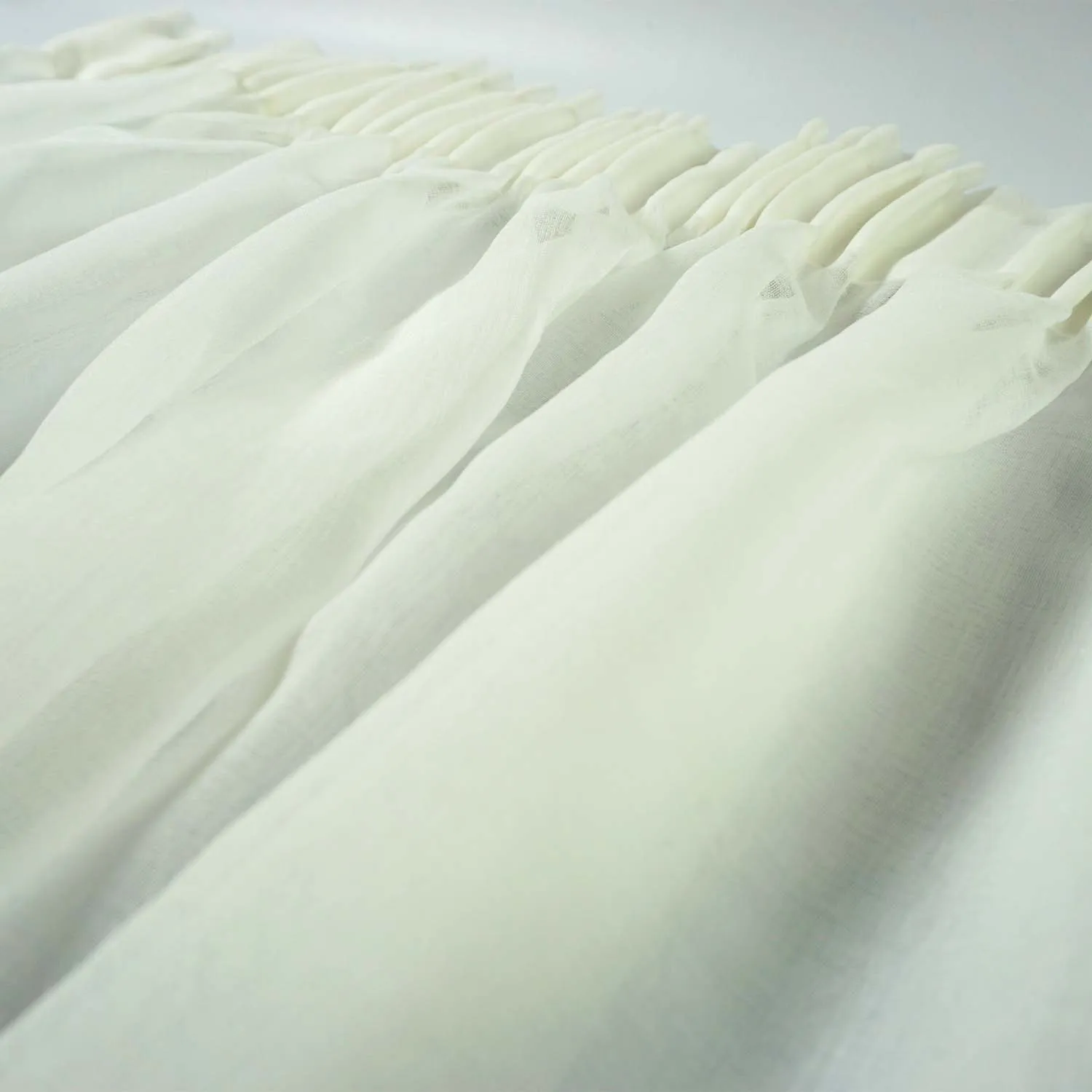 Set of 2 Cream Voile Curtains, 225cm Drop, 300cm Width. Curtain Tape. 