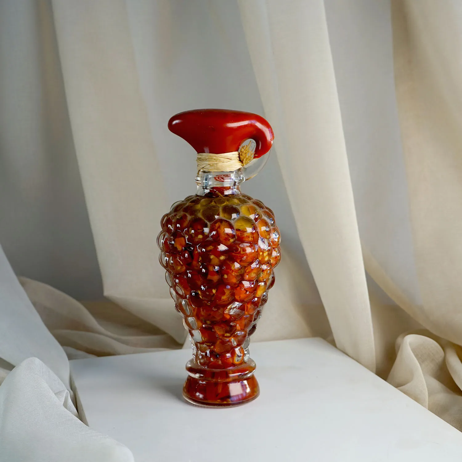 Glass Jar with Red Pickles and Wax Seal