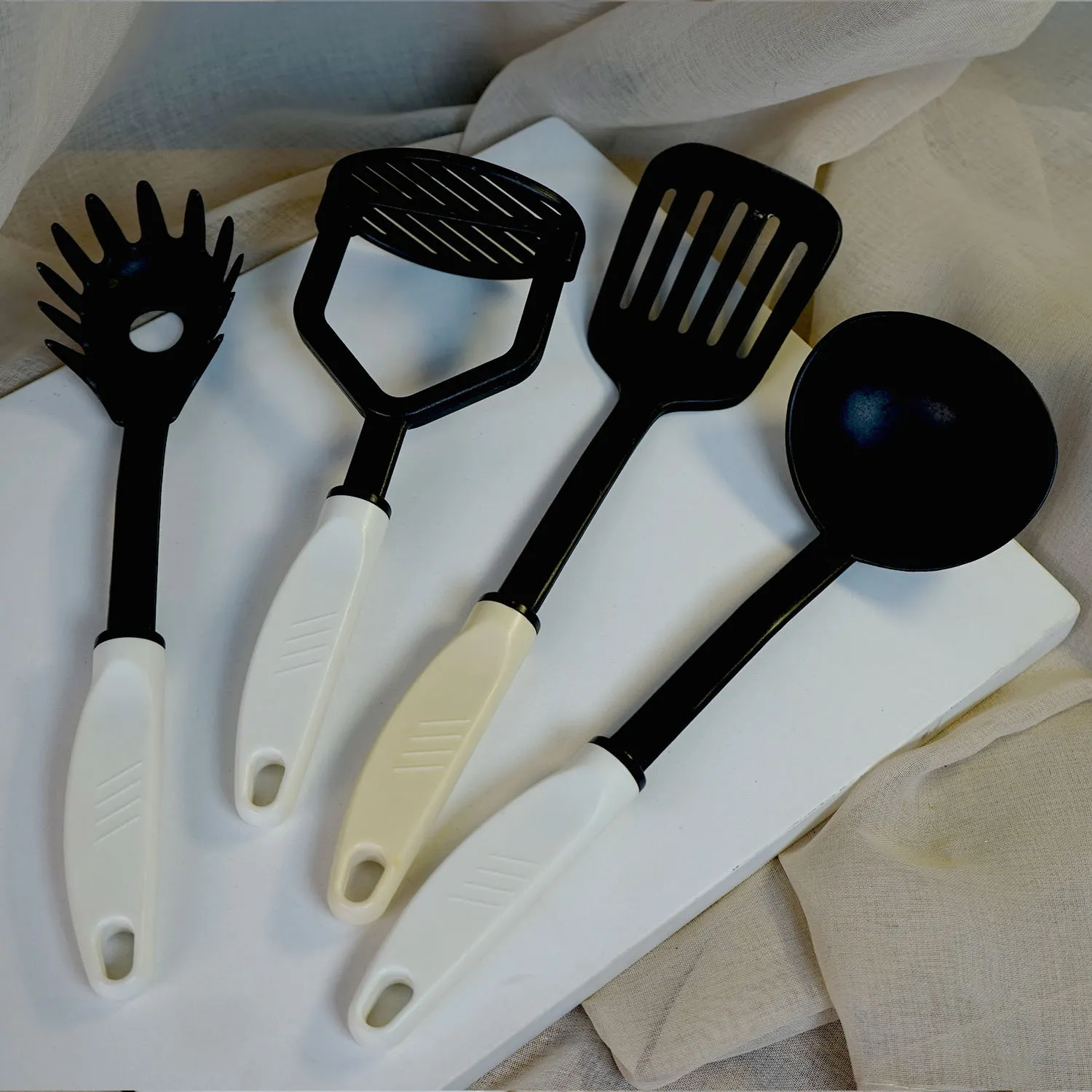 Set of Black and White Kitchen Utensils
