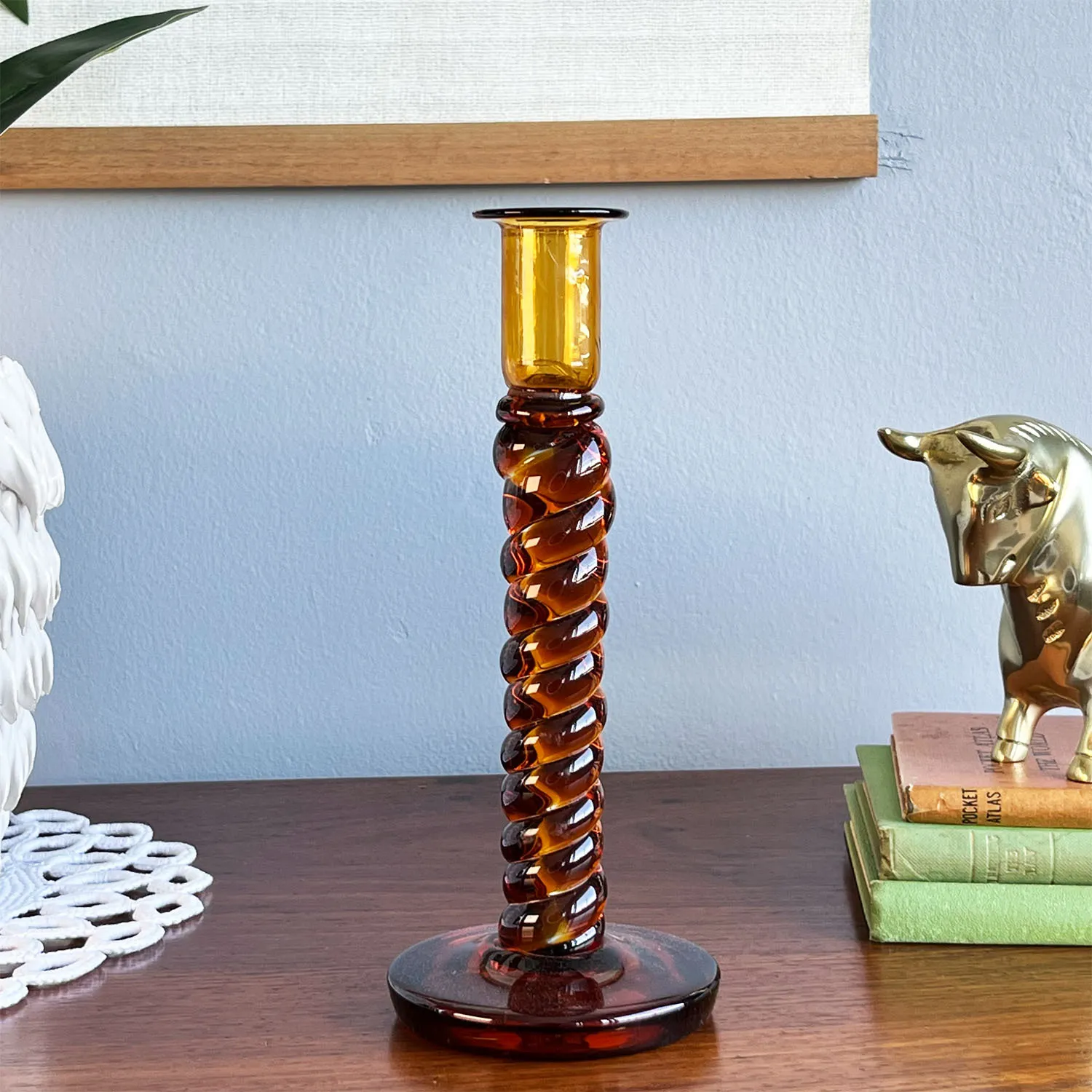 Amber Glass Candlestick