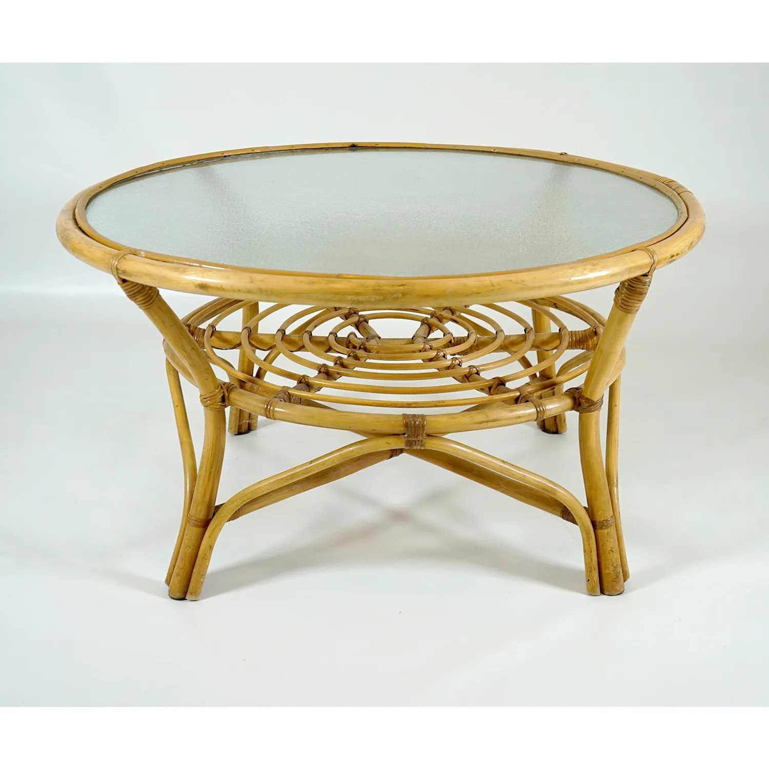 Frosted Glass Cane Coffee Table 