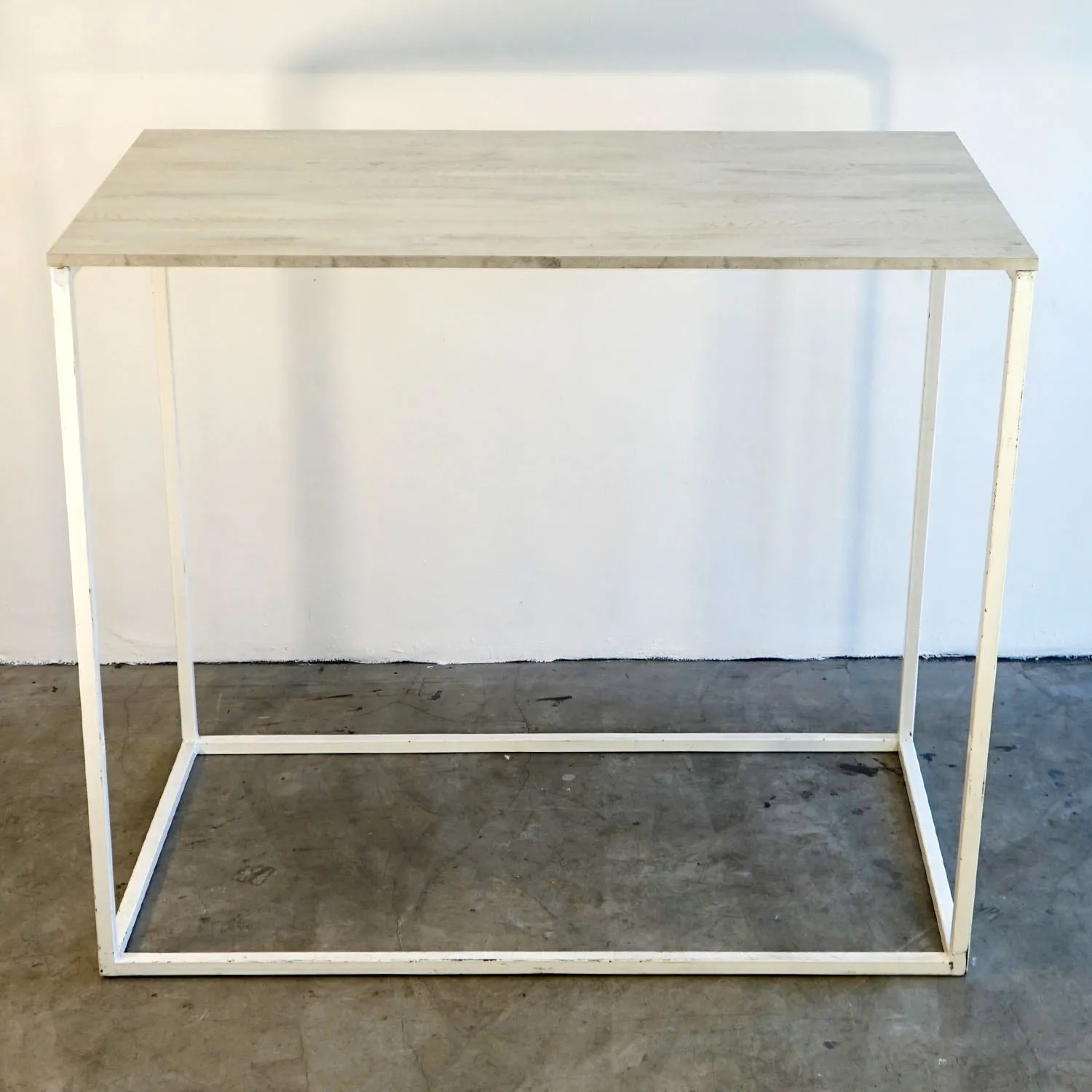 Tall White Metal Frames with Wooden Tops 