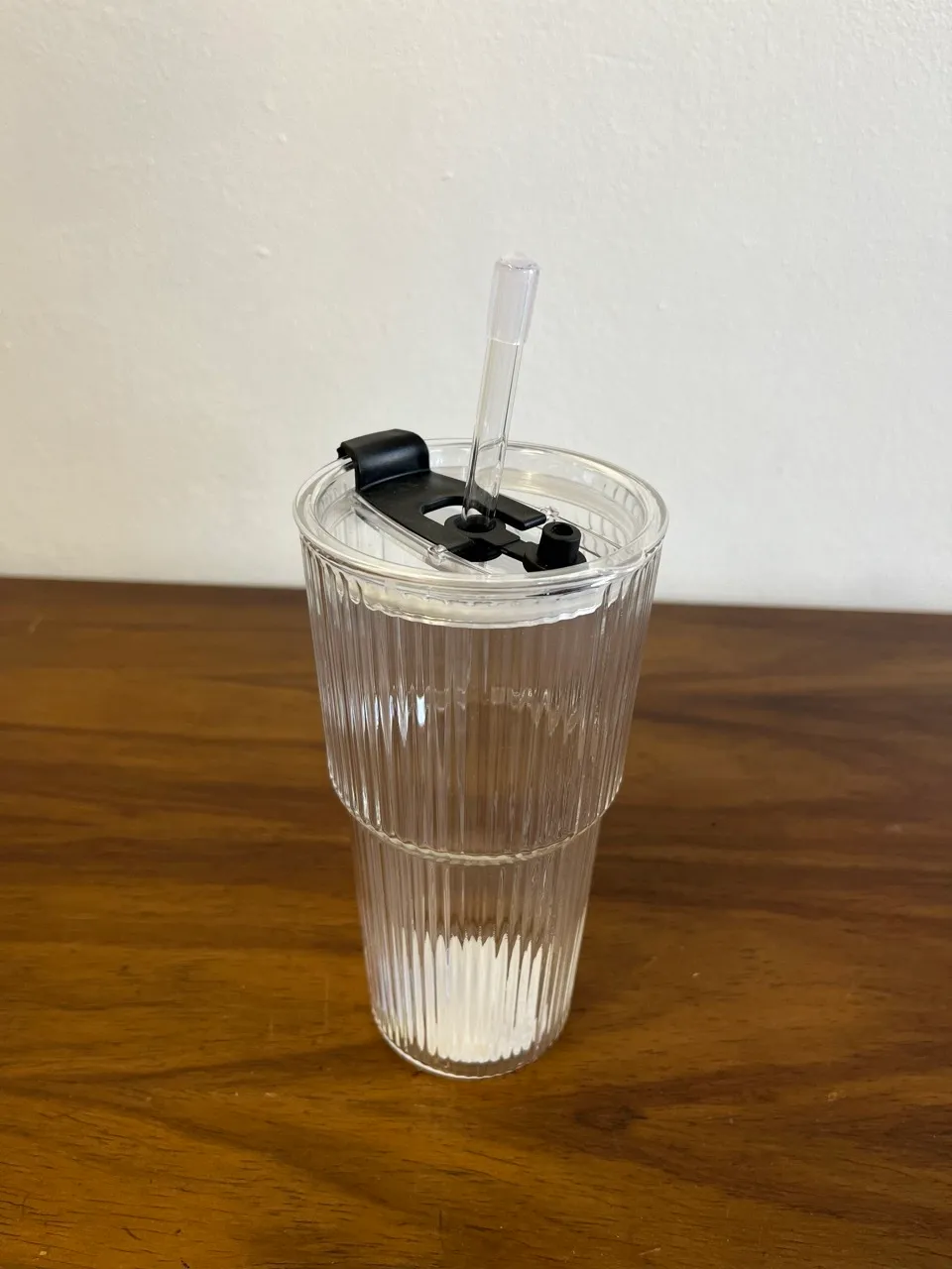 Ribbed Glass Travel Mug