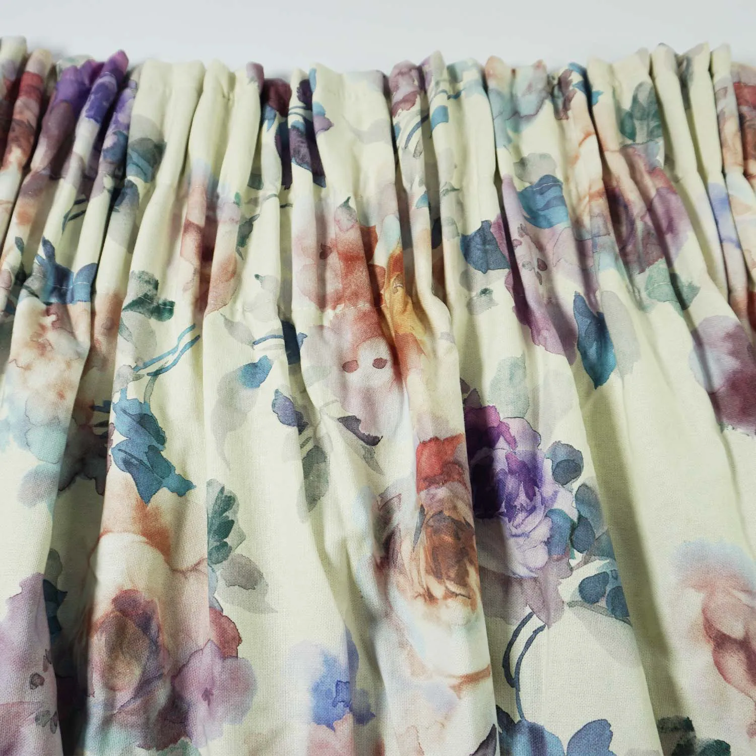 Purple Floral Curtains 200cm drop, 120cm wide (x2), 180cm wide (x2).  