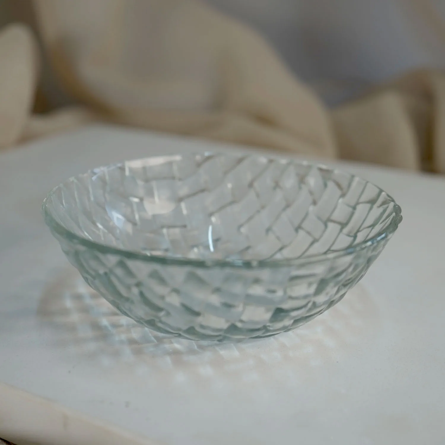 Small Woven Glass Round Bowl