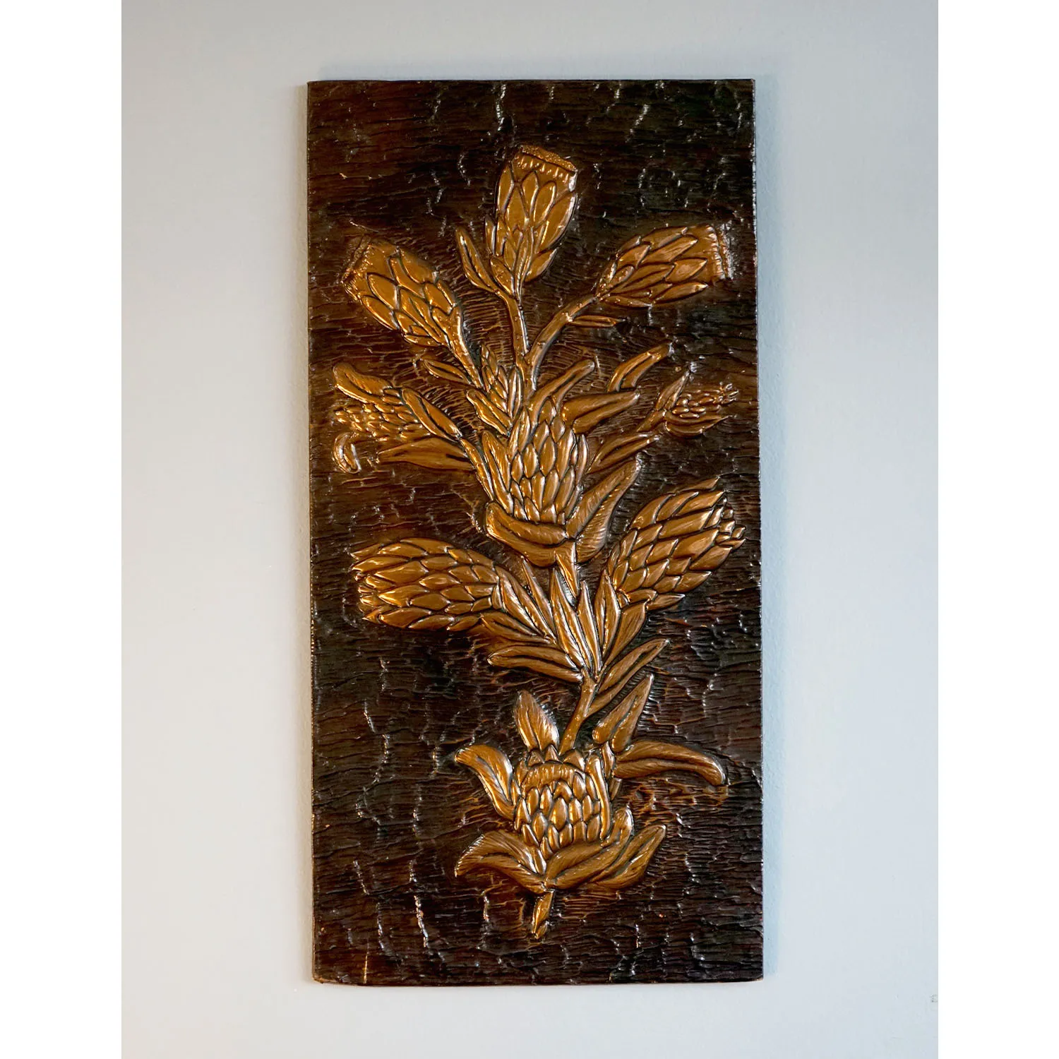 Bronze coloured protea artwork