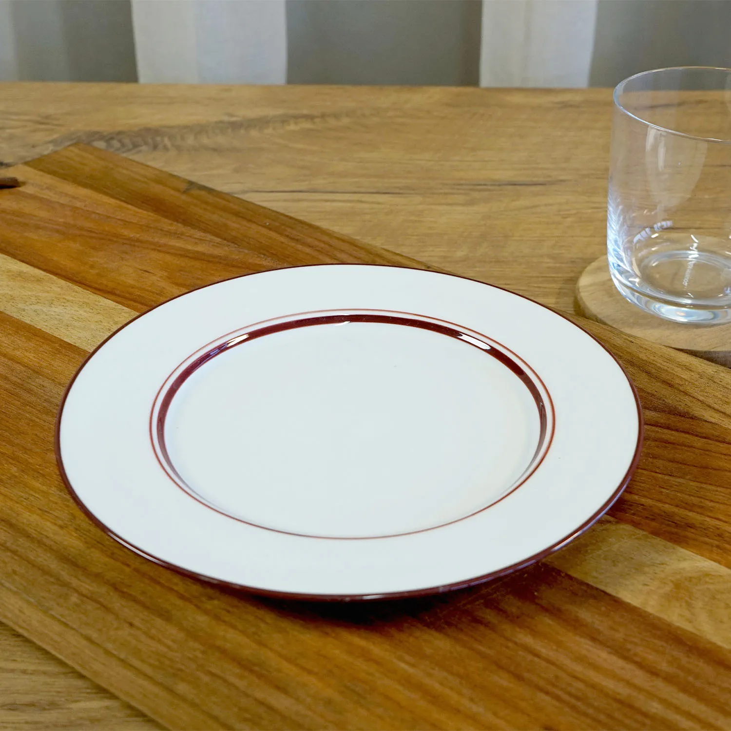 @Home White Side Plate with Red Trim