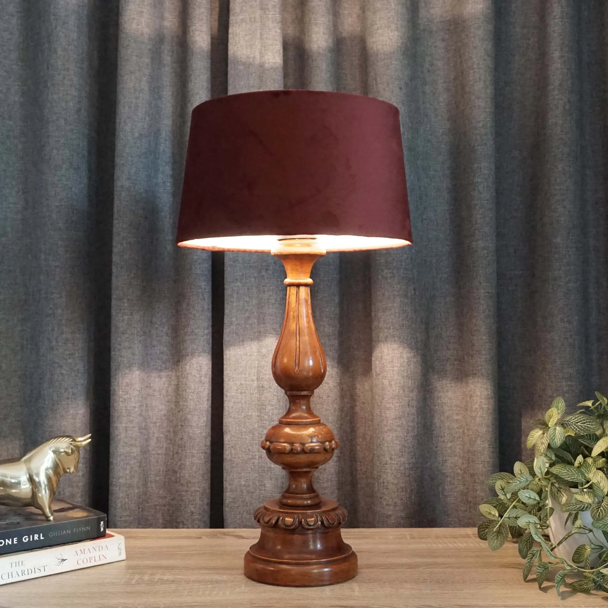 Medium Carved Wooden Lamp