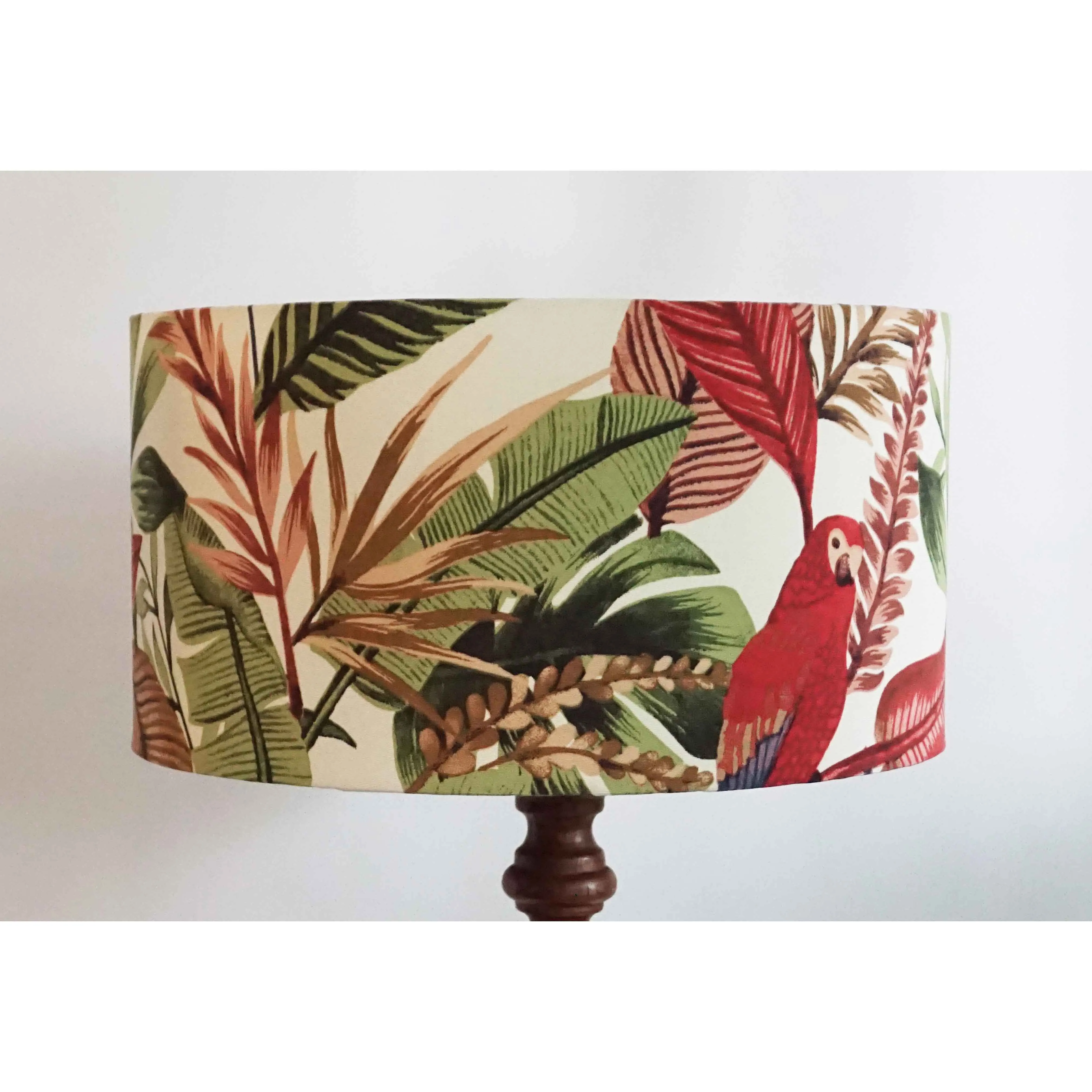 Large Green and Red Floral Drum Shade