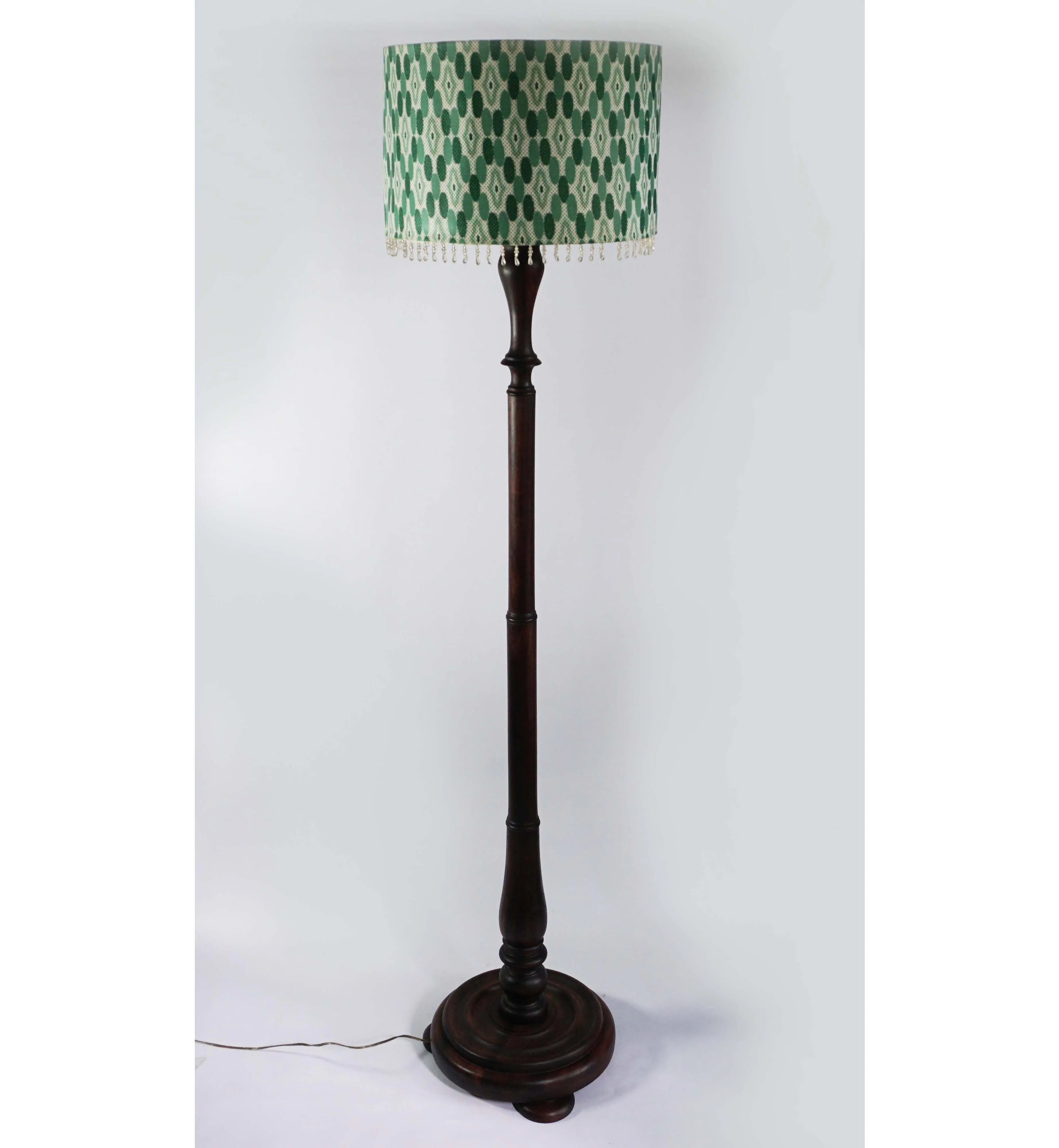 Vintage Dark Wooden Standing Lamp 
