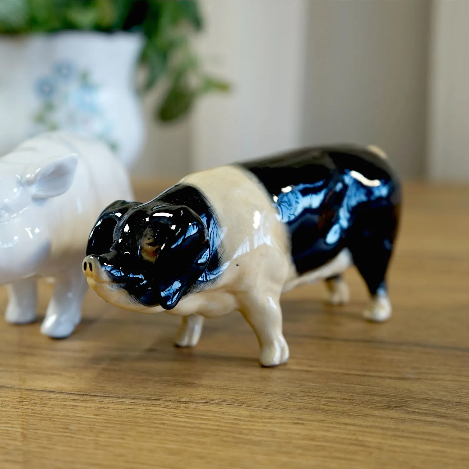 Black and White Porcelain Pig