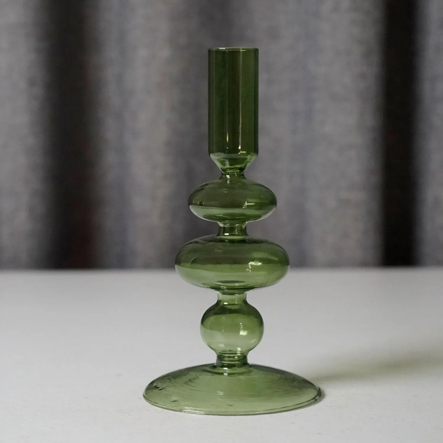Small Green Glass Candlestick