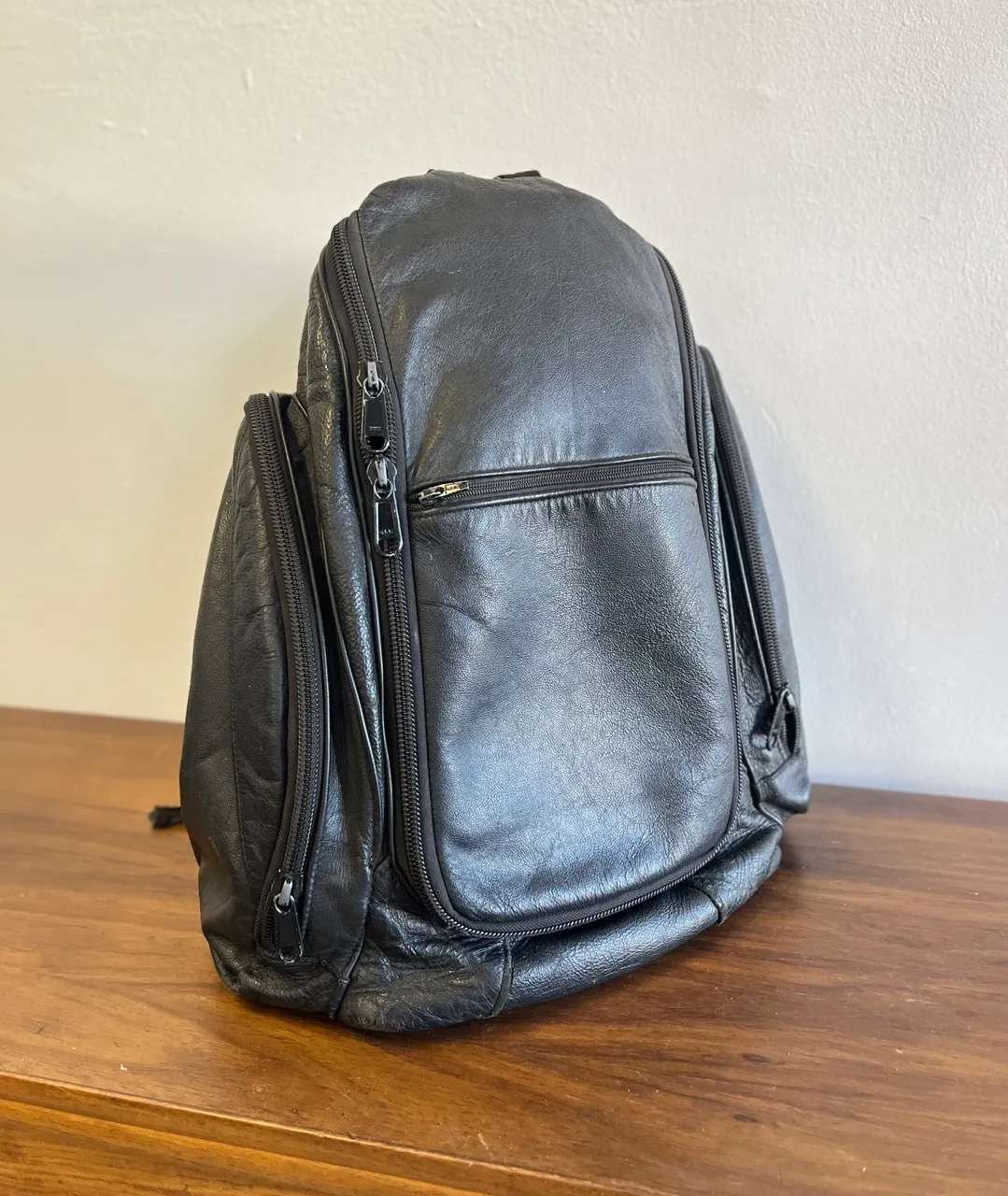 Leather Black Backpack