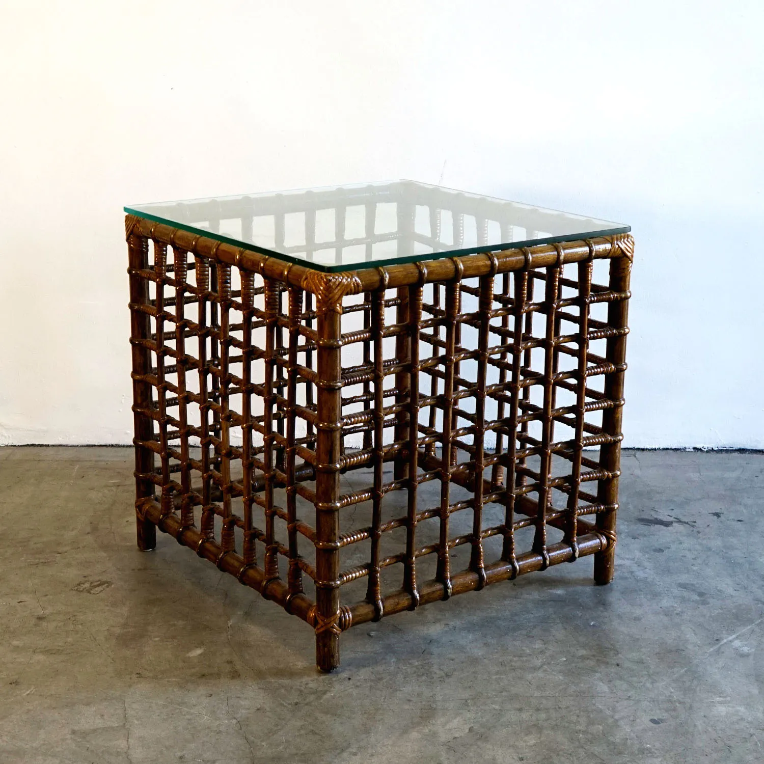 Square Cane and Glass Coffee Table