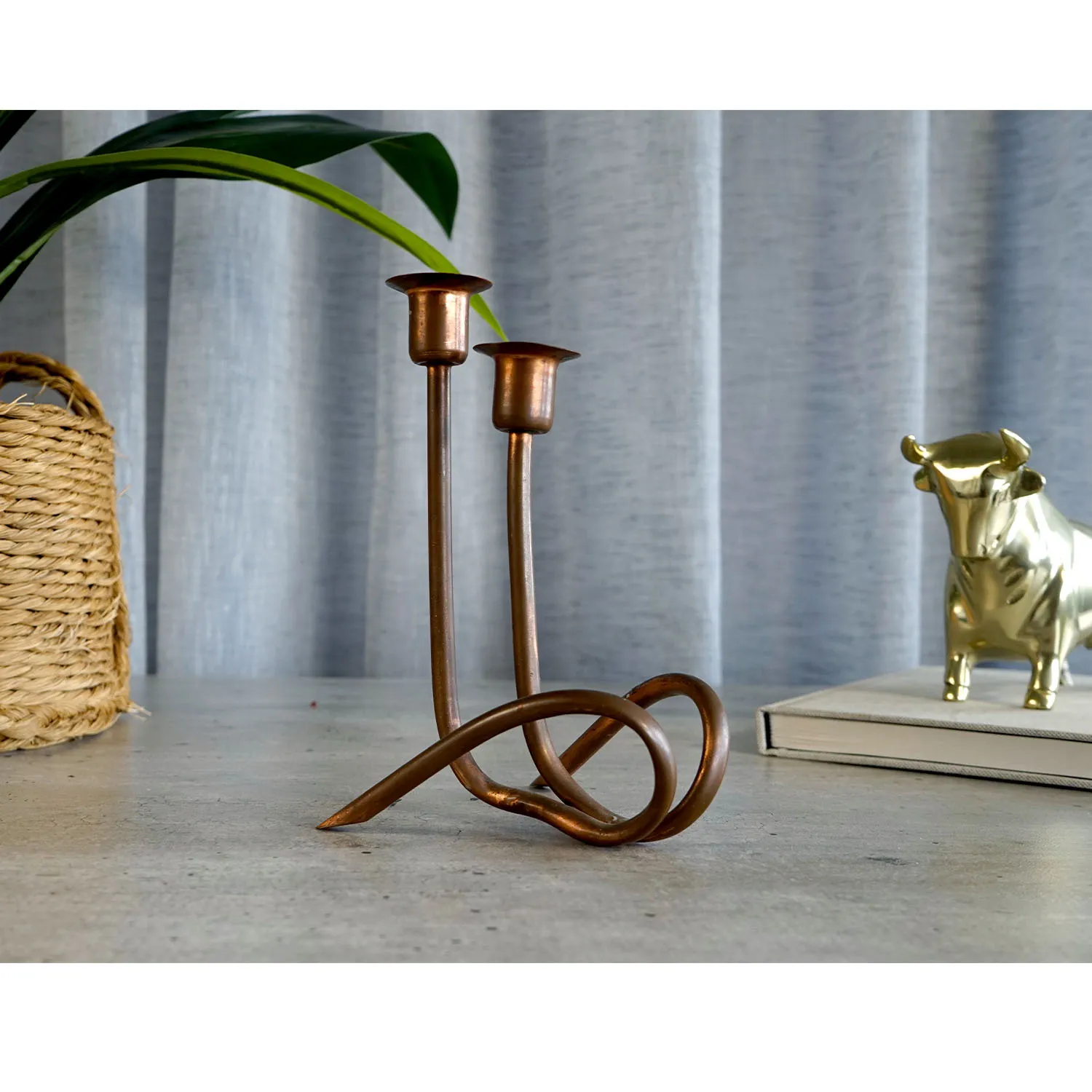 Double Brass Candle Holder