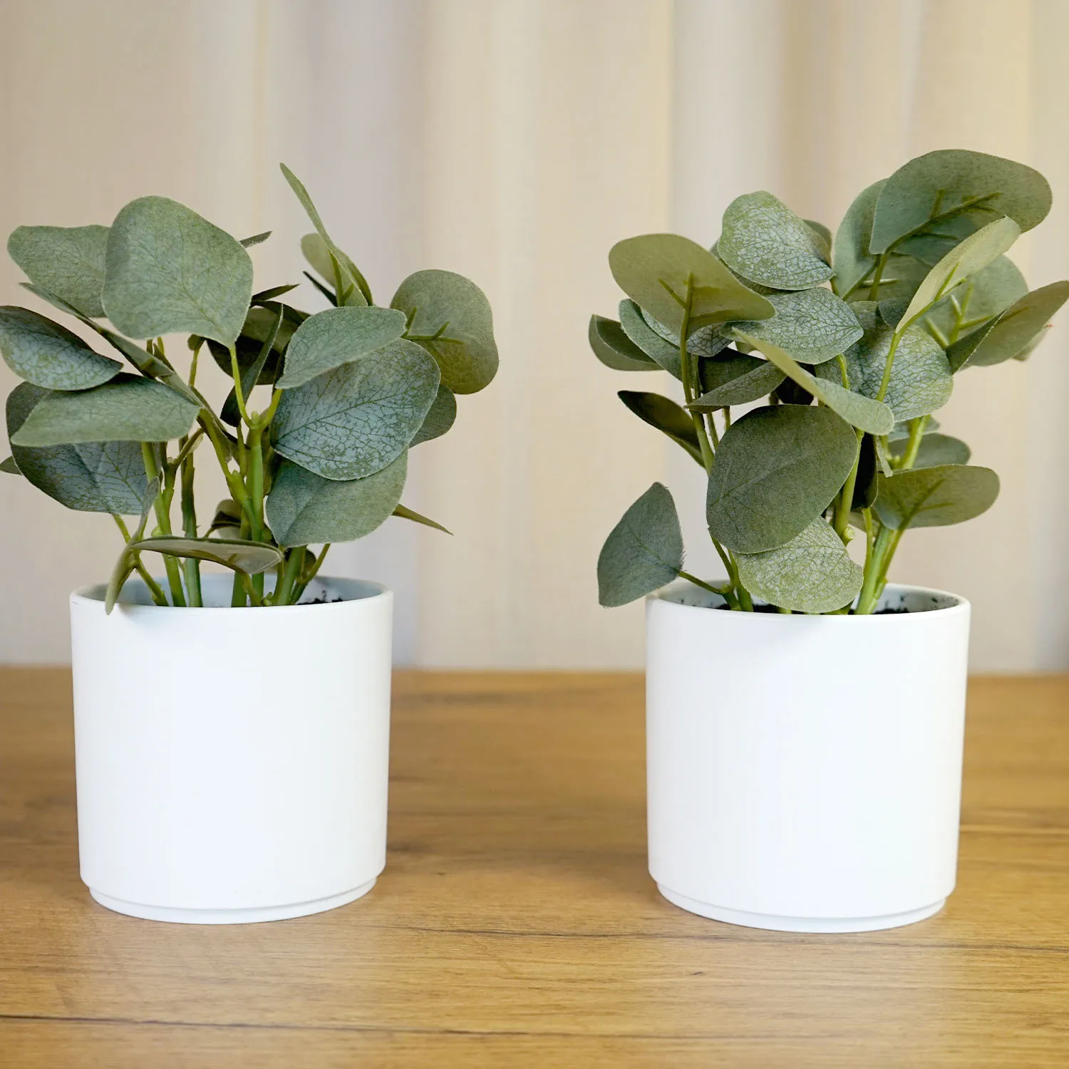 Small Artificial Plants in White Pots