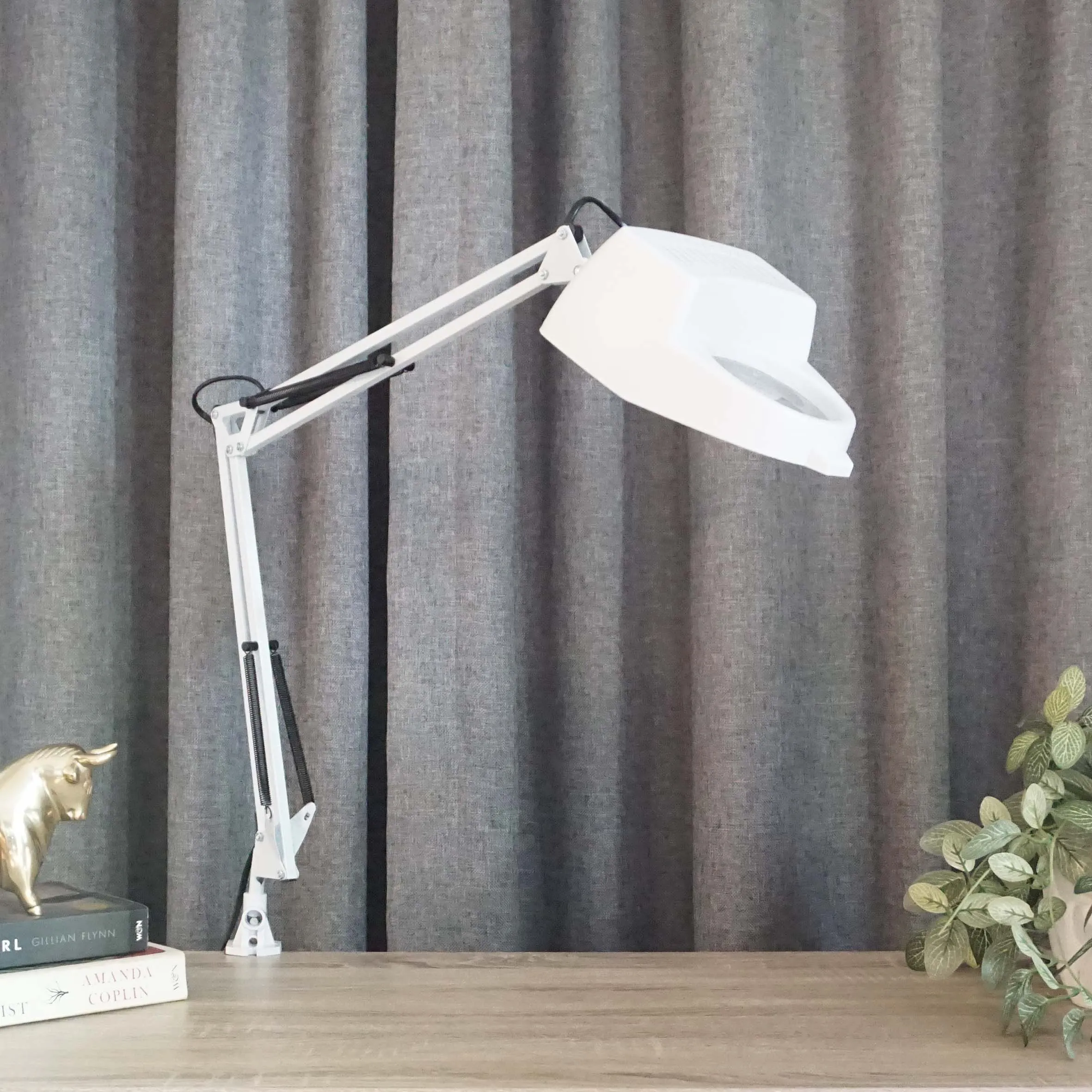 White Desk Lamp with Magnifier