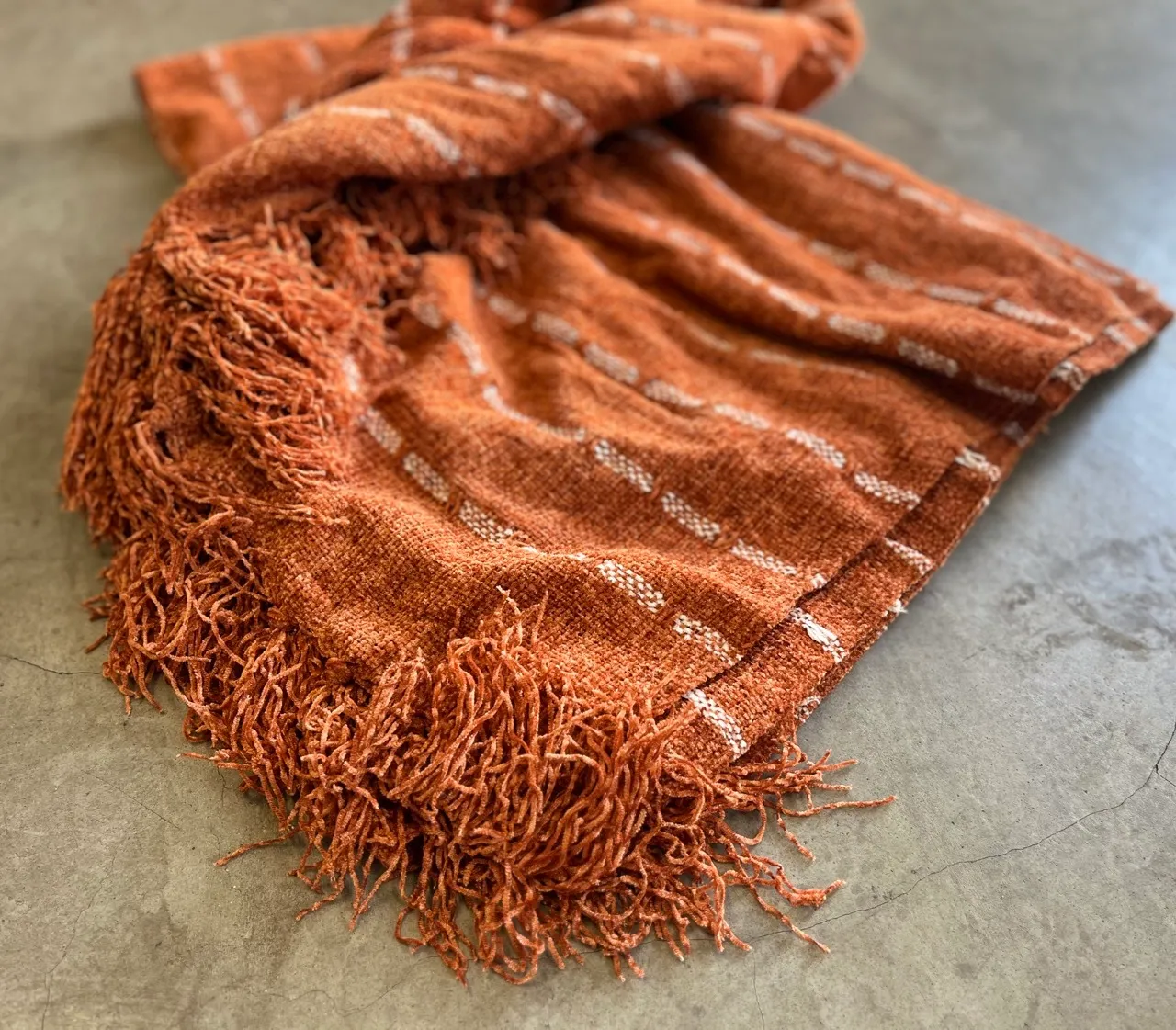 Burnt Orange Patterned Throw