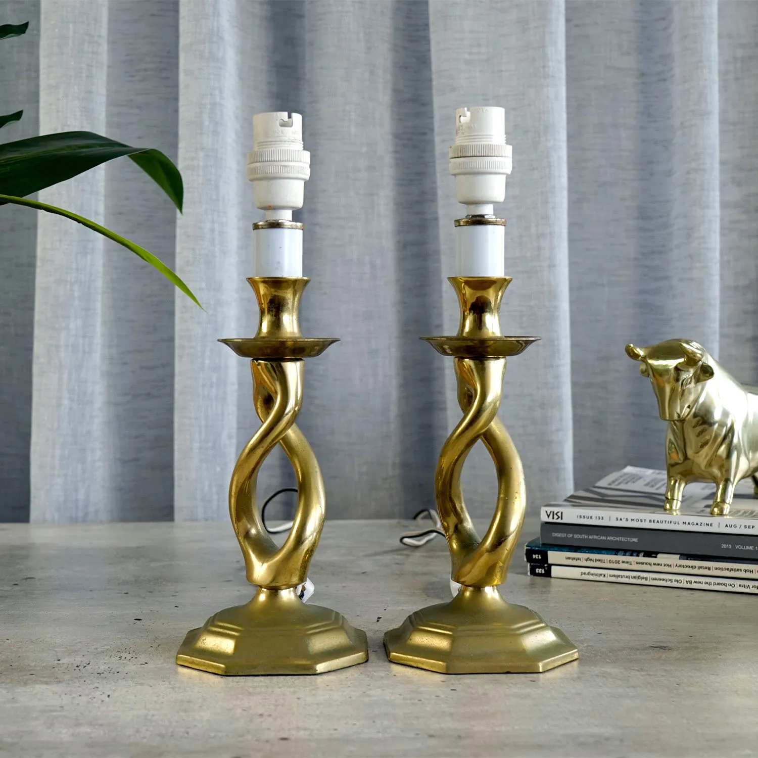 Small Brass Twist Lamp