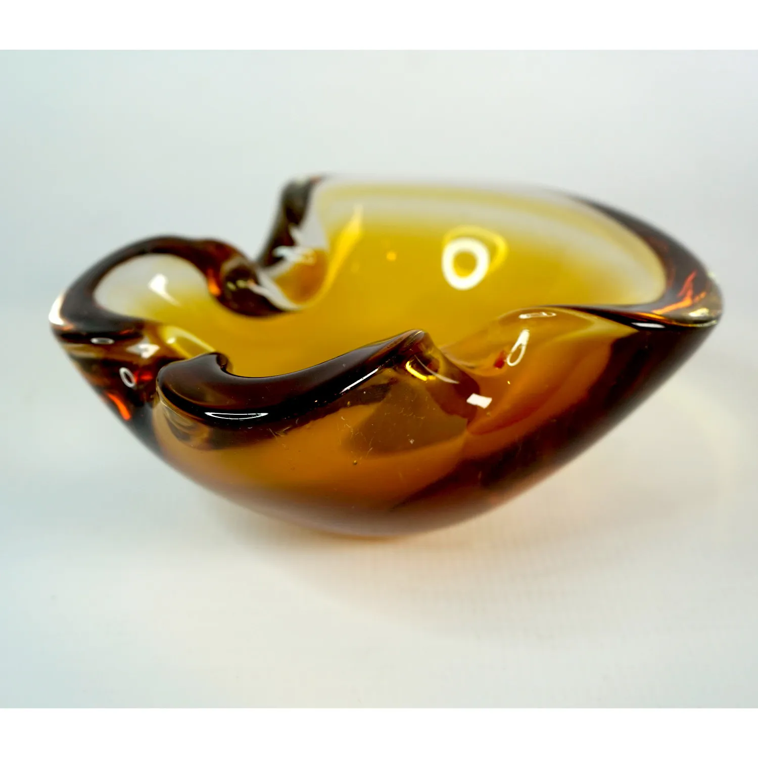 Vintage Amber Glass Ashtray