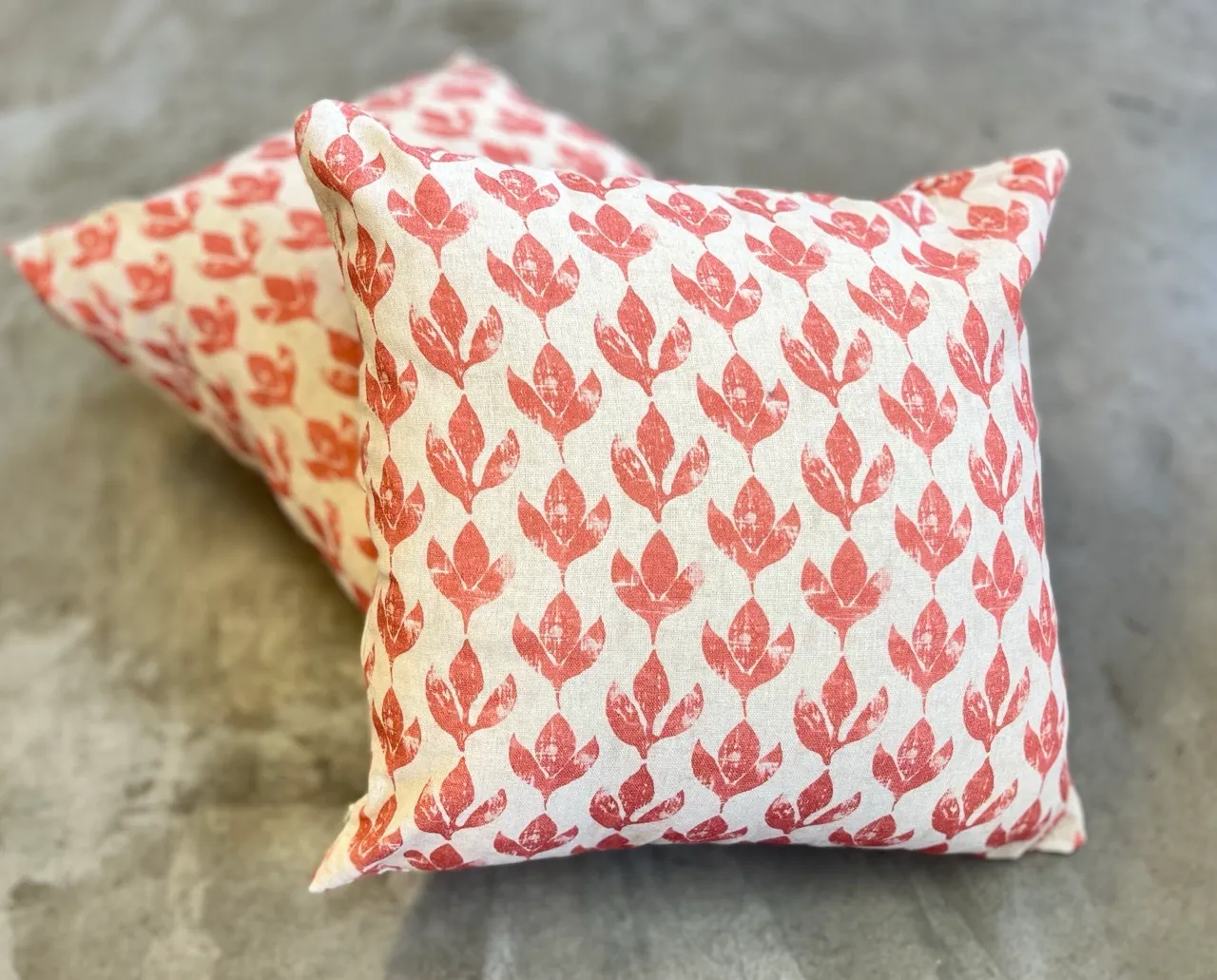 Faded Coral Indian Print Cushion 
