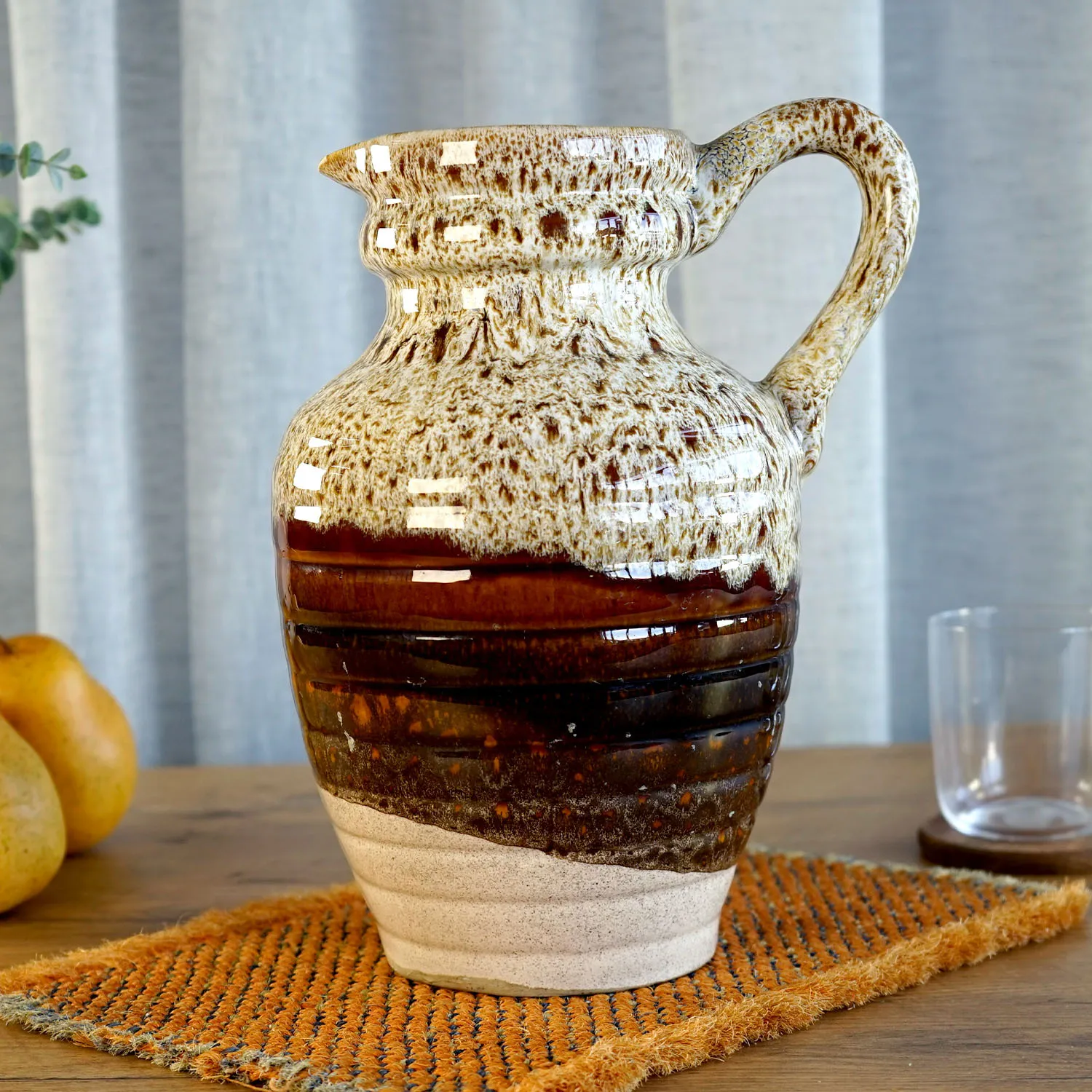 Large Brown and White Jug
