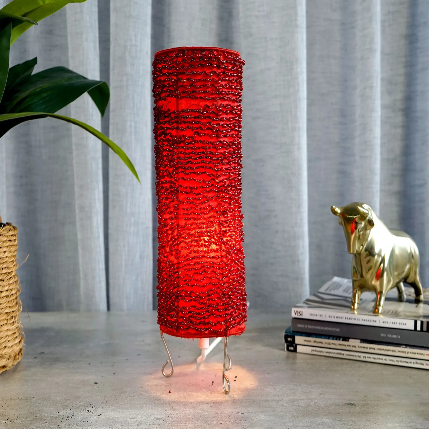 Red Beaded Lamp