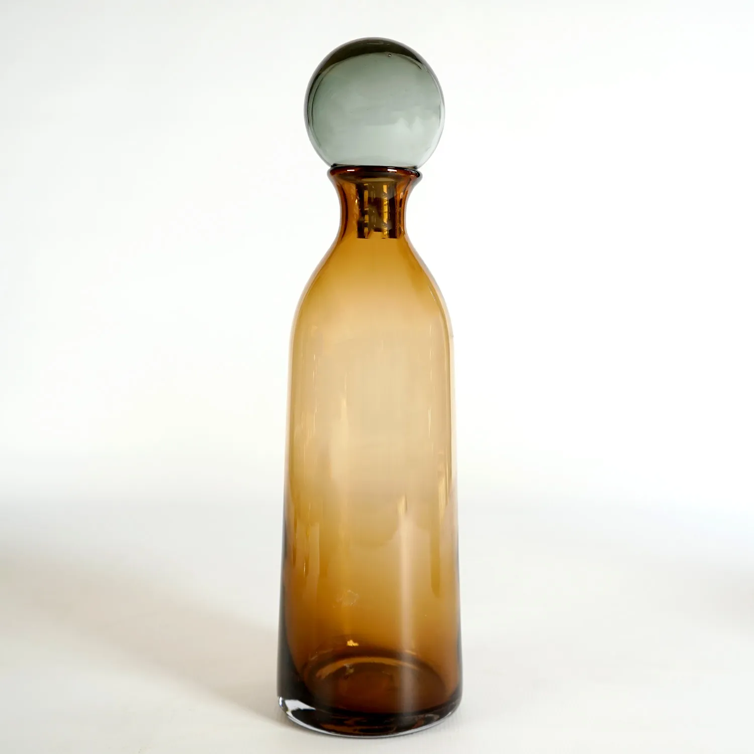 Tall Gold and Grey Glass Decanter
