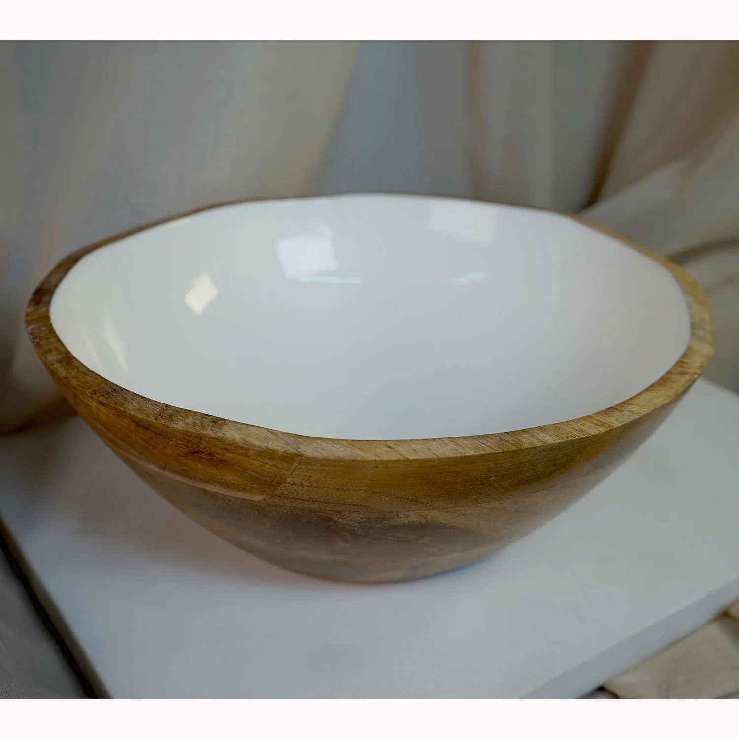 Wooden Bowl with White Interior