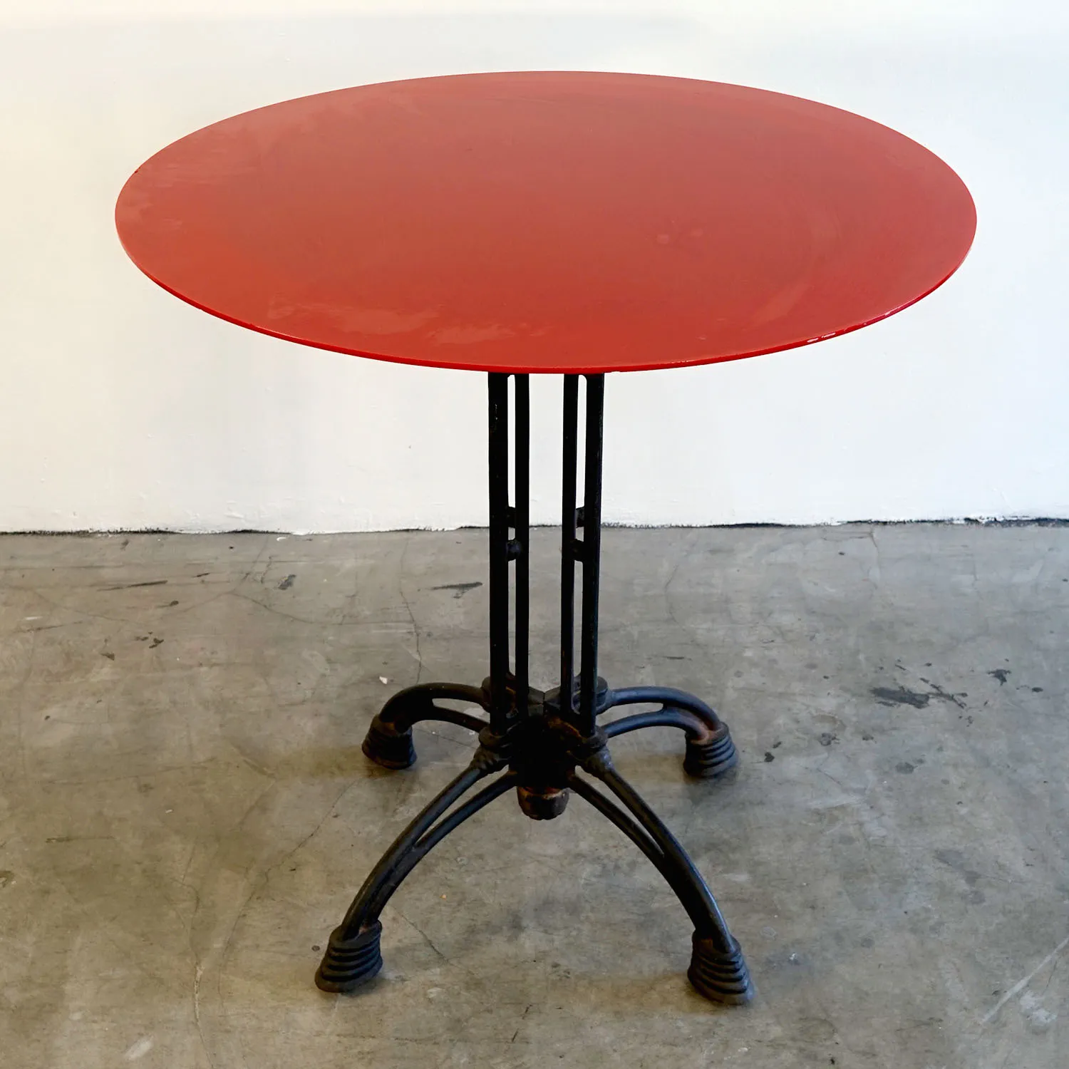 Art Deco Cafe Table with Red Perspex Top