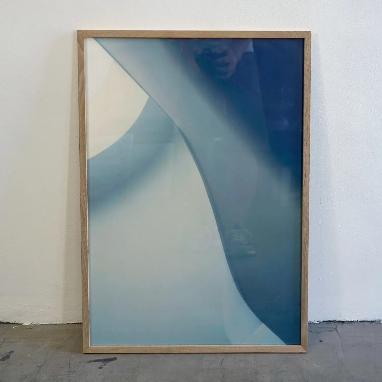 Mid tone wood frame with Blue Abstract, Royalty Free Artwork