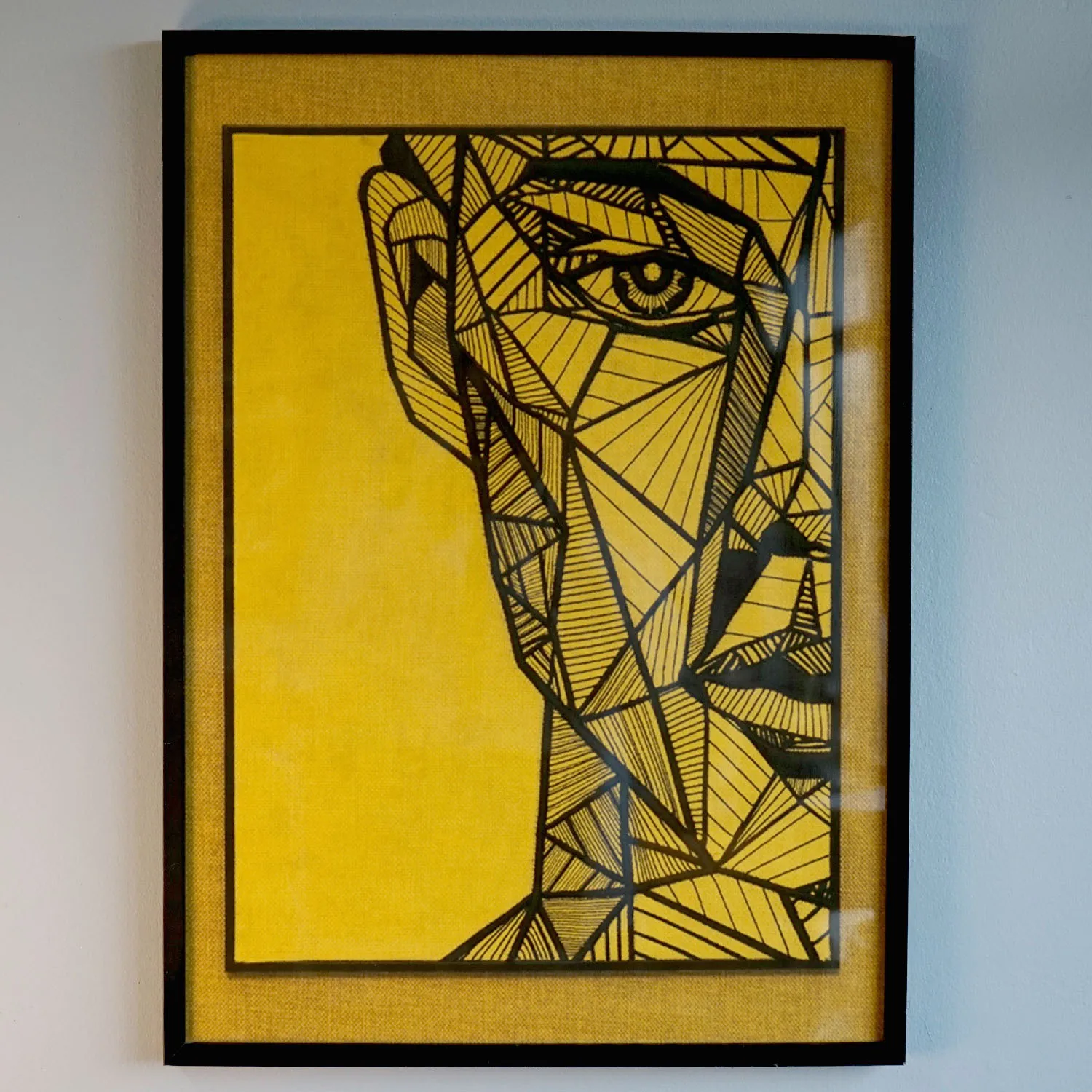 Yellow abstract artwork 2 with black frame