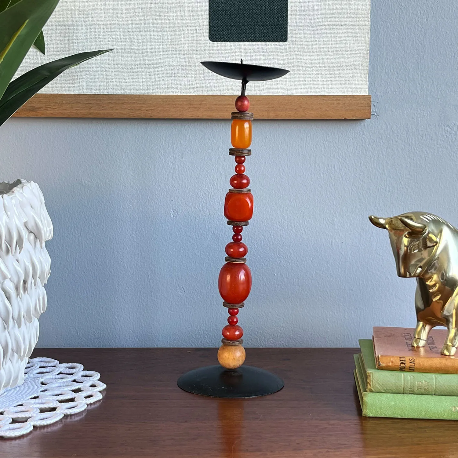 Red Beaded Candlestick