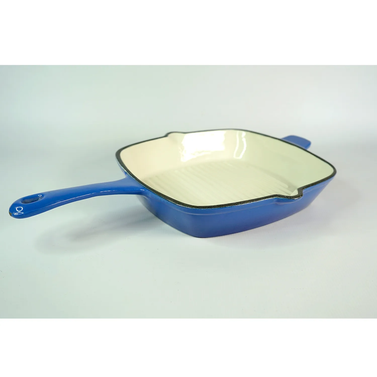 Blue Cast Iron Enamel Griddle Pan