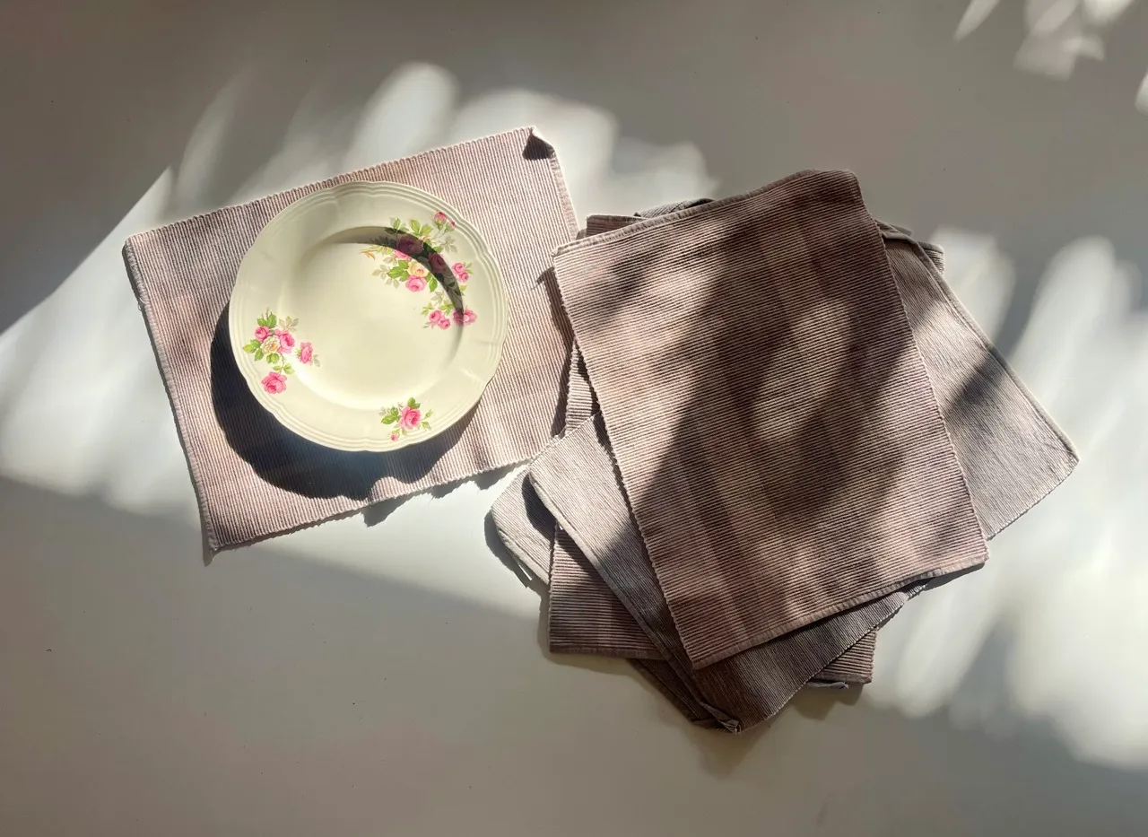 Taupe Ribbed Fabric Placemats